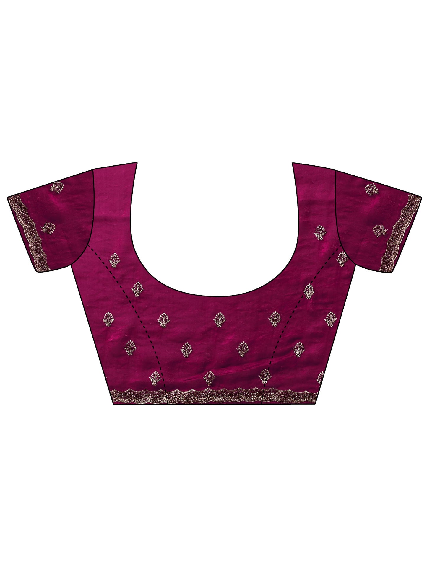 Maroon Embroidered Organza Saree With Unstitched Blouse Piece