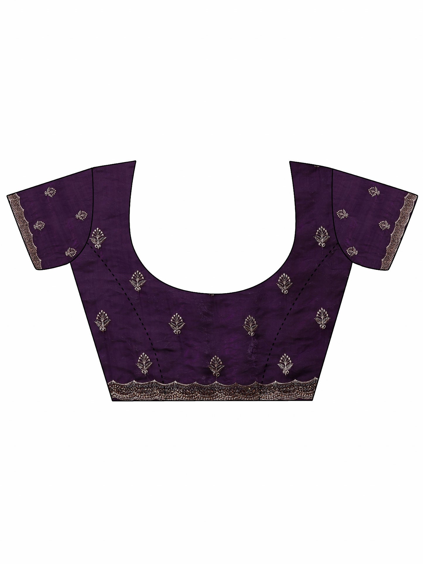 Purple Embroidered Organza Saree With Unstitched Blouse Piece