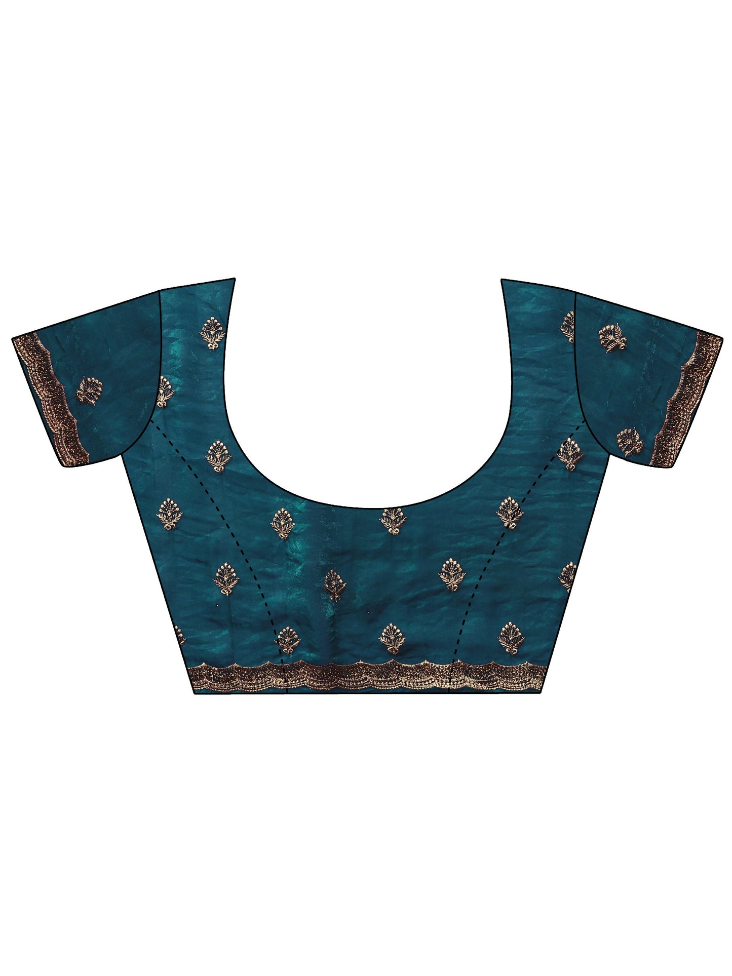 Blue Embroidered Organza Saree With Unstitched Blouse Piece