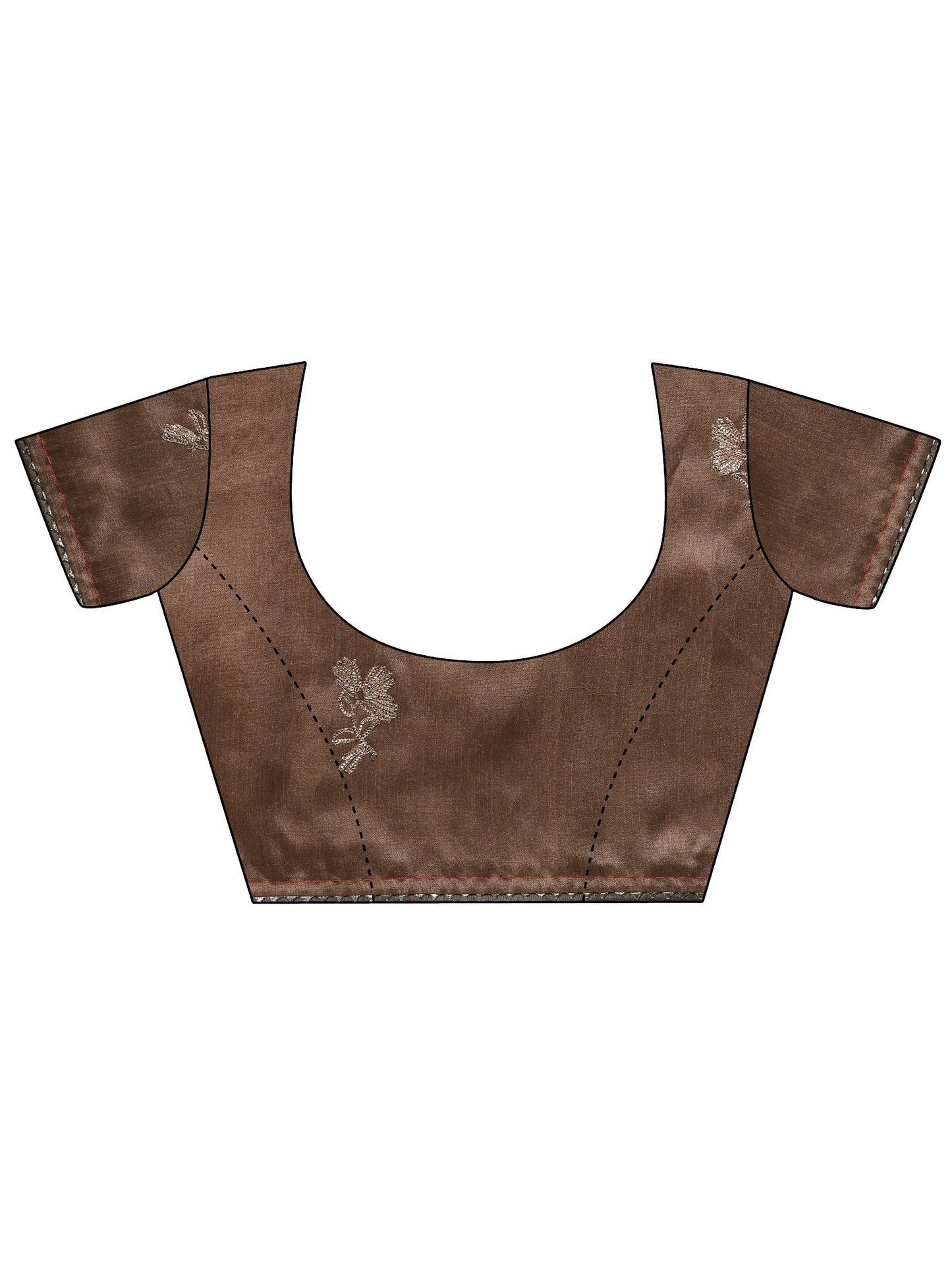 Grey Printed Silk Blend Saree With Unstitched Blouse Piece