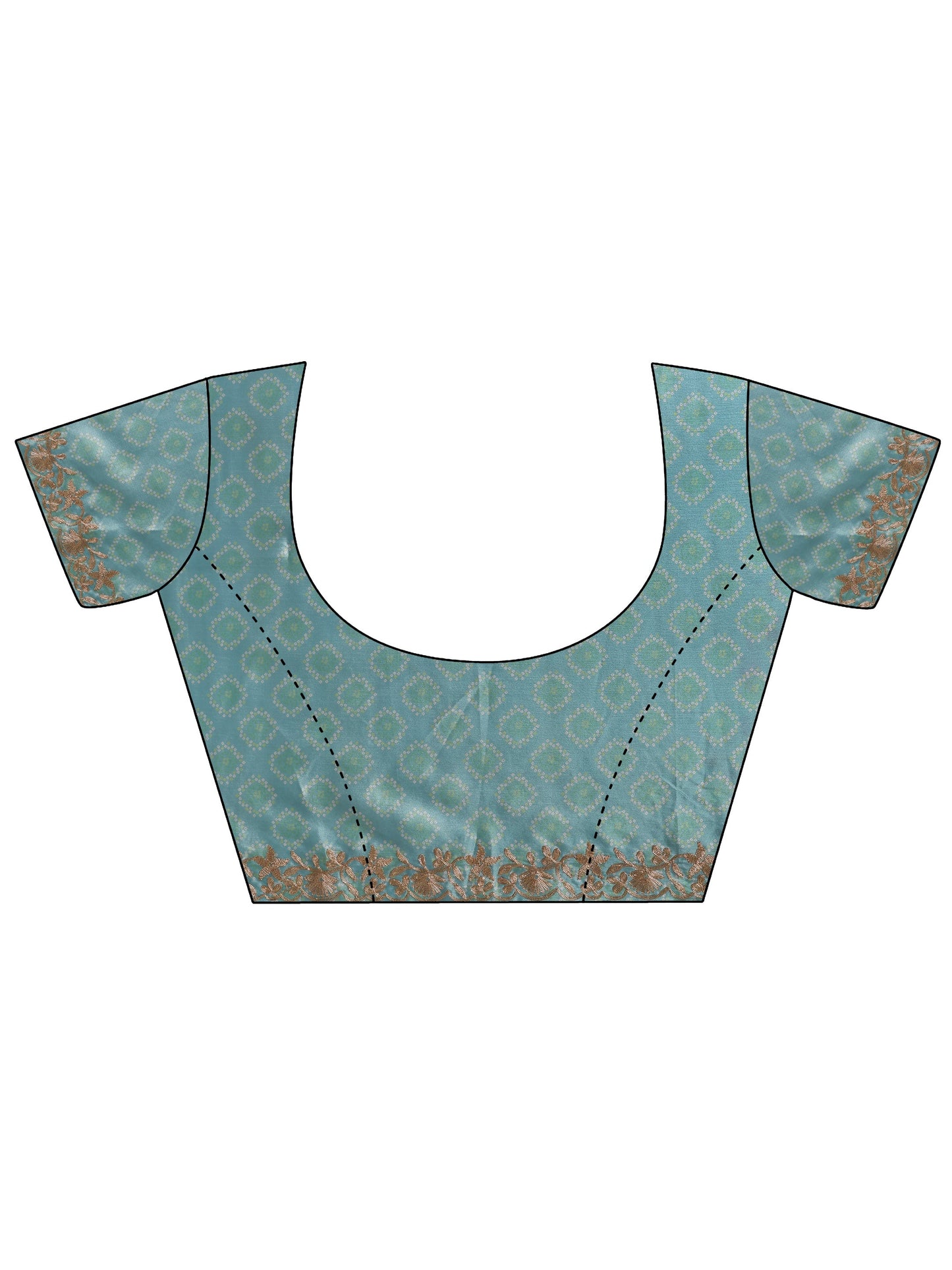 Blue Leheriya Printed Chinon Saree With Unstitched Blouse Piece