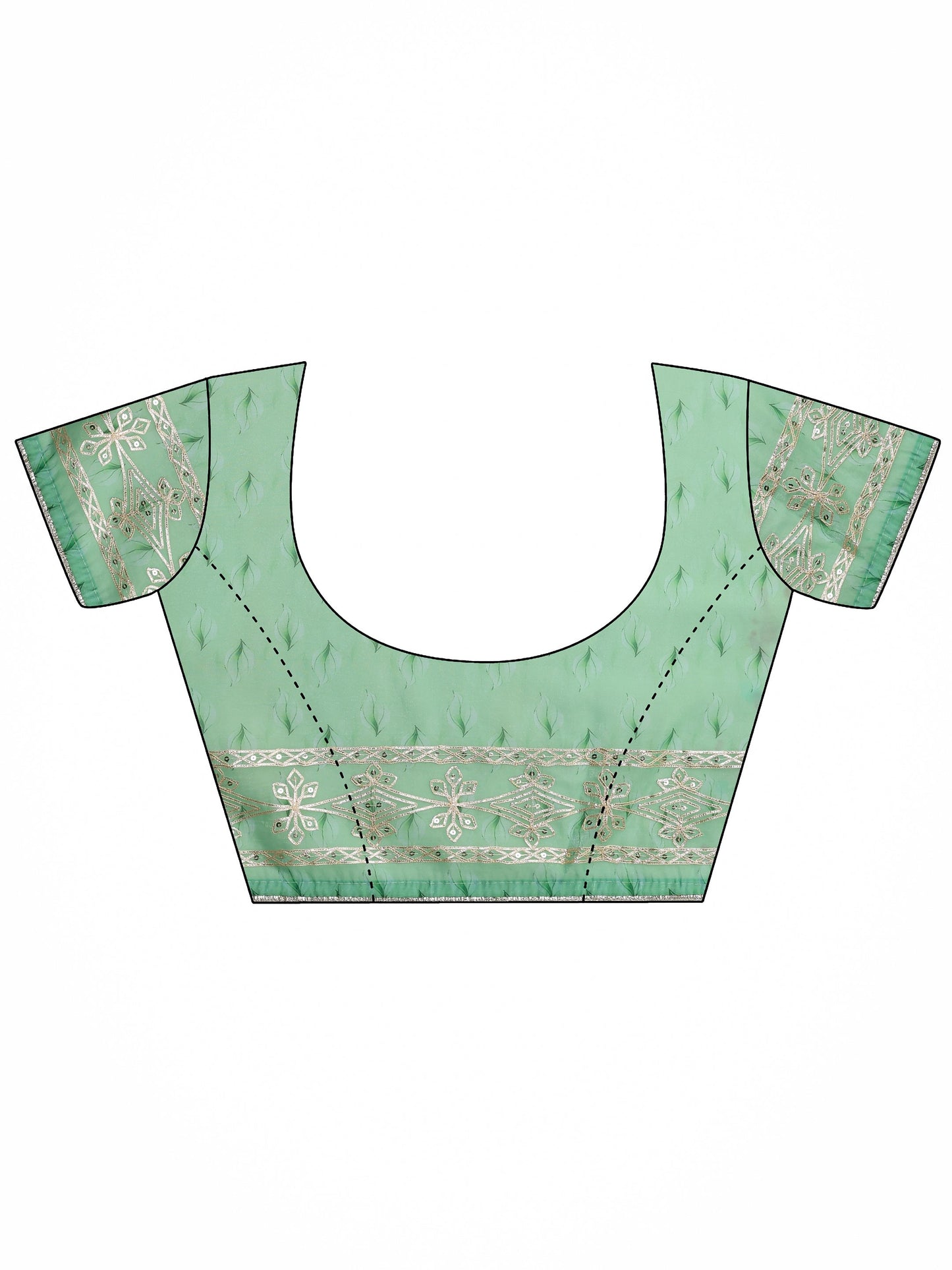 Green Embroidered Organza Saree With Unstitched Blouse Piece