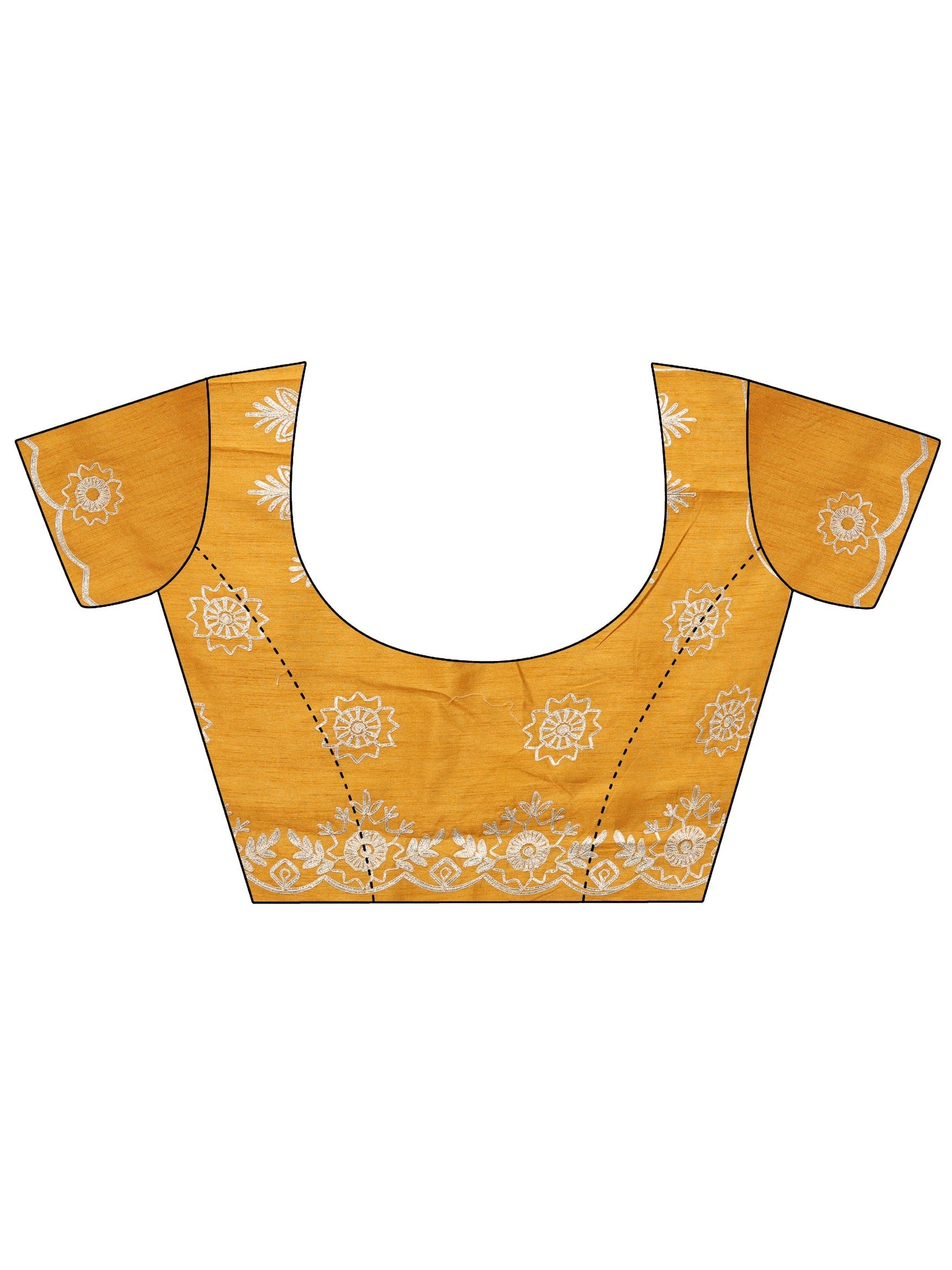 Yellow Embroidered Silk Blend Saree With Unstitched Blouse Piece