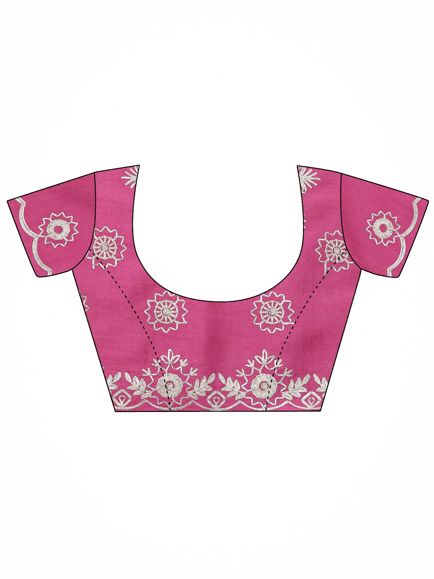 Pink Embroidered Silk Blend Saree With Unstitched Blouse Piece