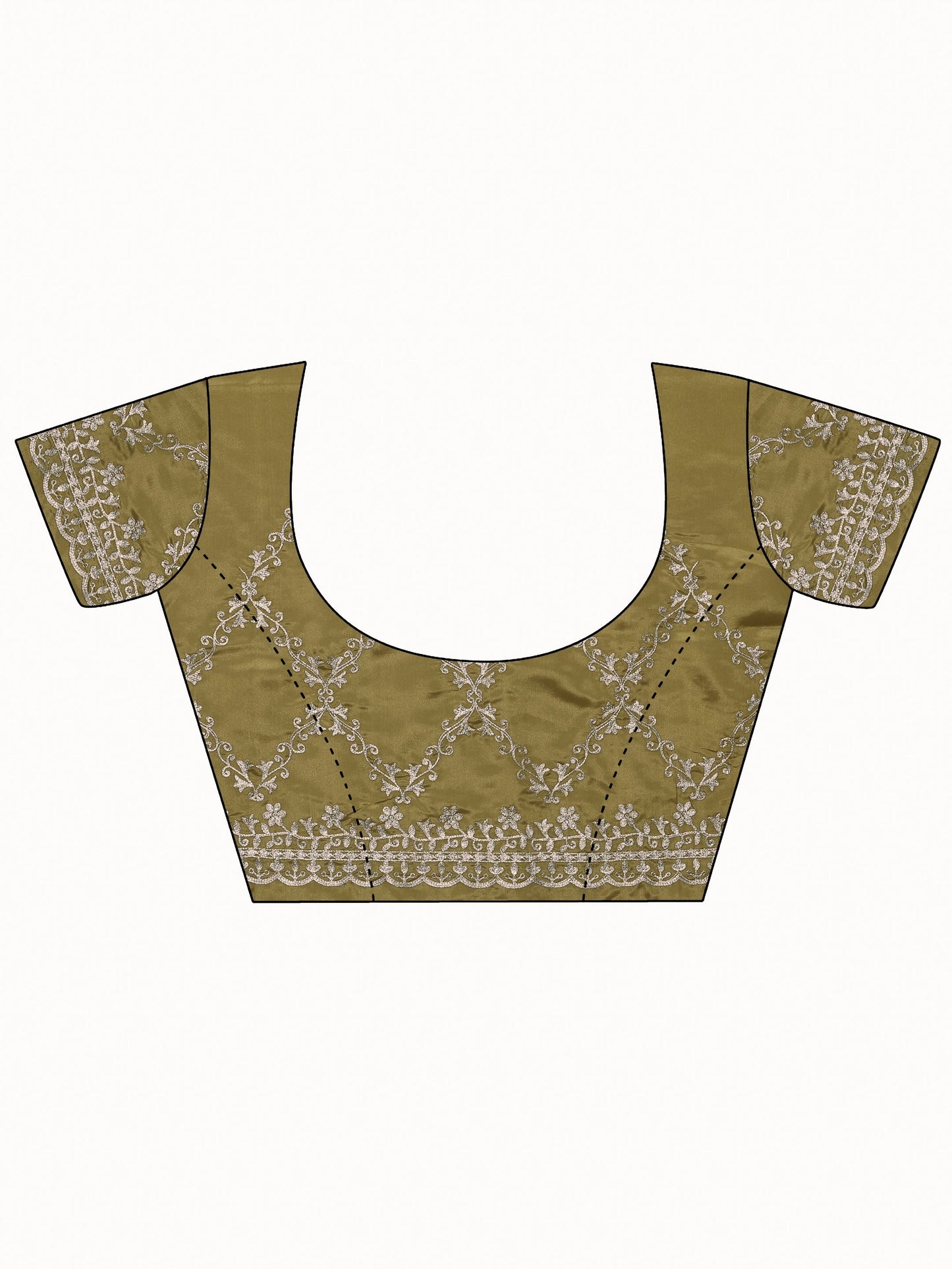 Green Embroidered Silk Blend Saree With Unstitched Blouse Piece