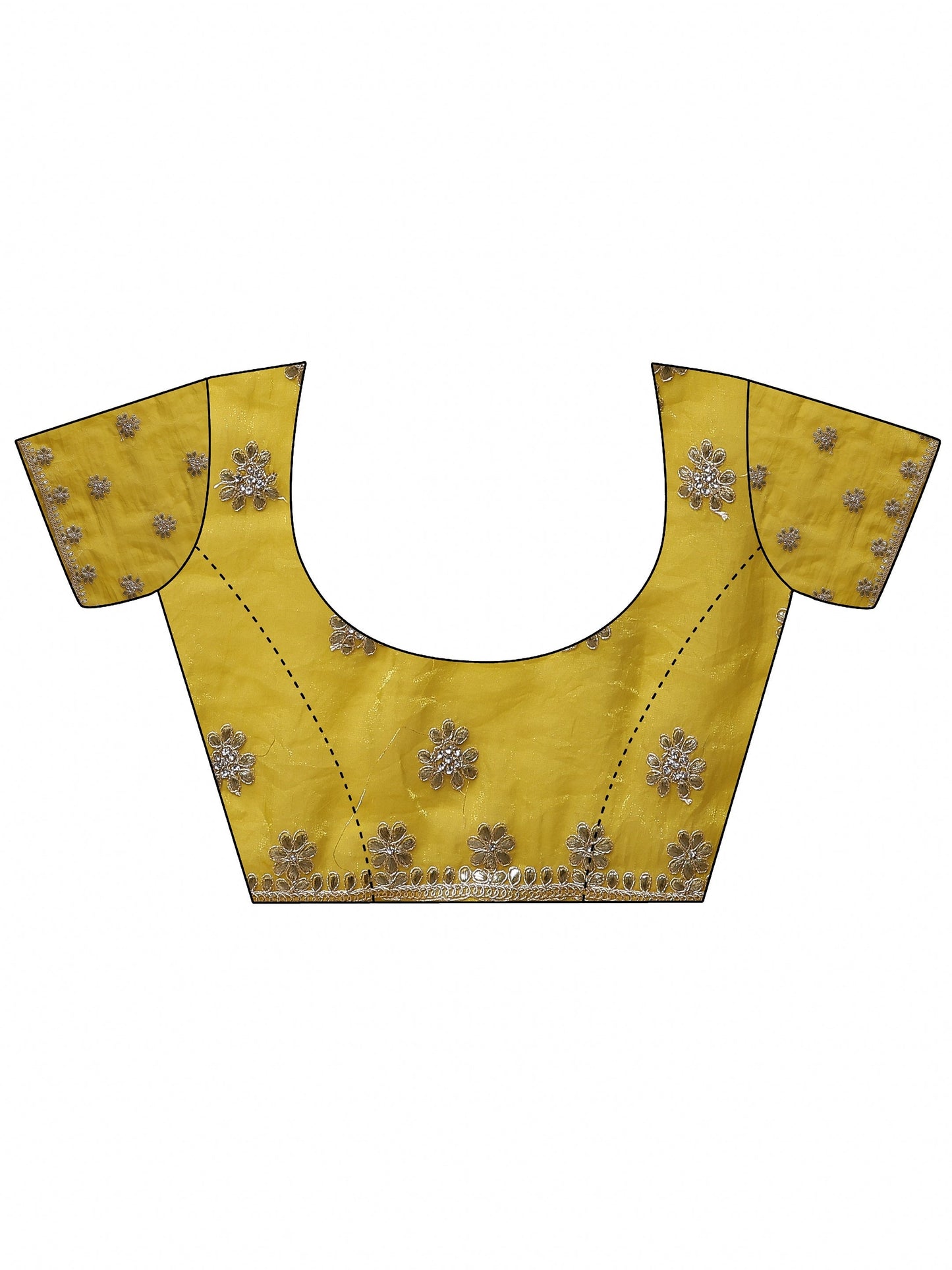 Yellow Embroidered Organza Saree With Unstitched Blouse Piece