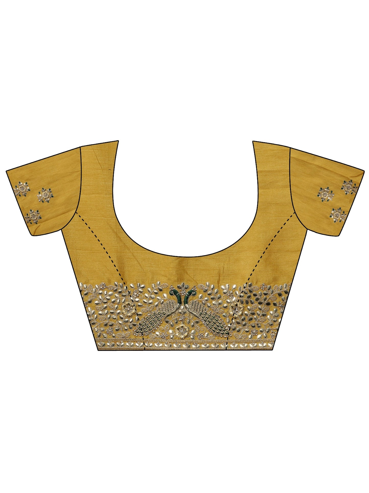 Green Embroidered Silk Blend Saree With Unstitched Blouse Piece