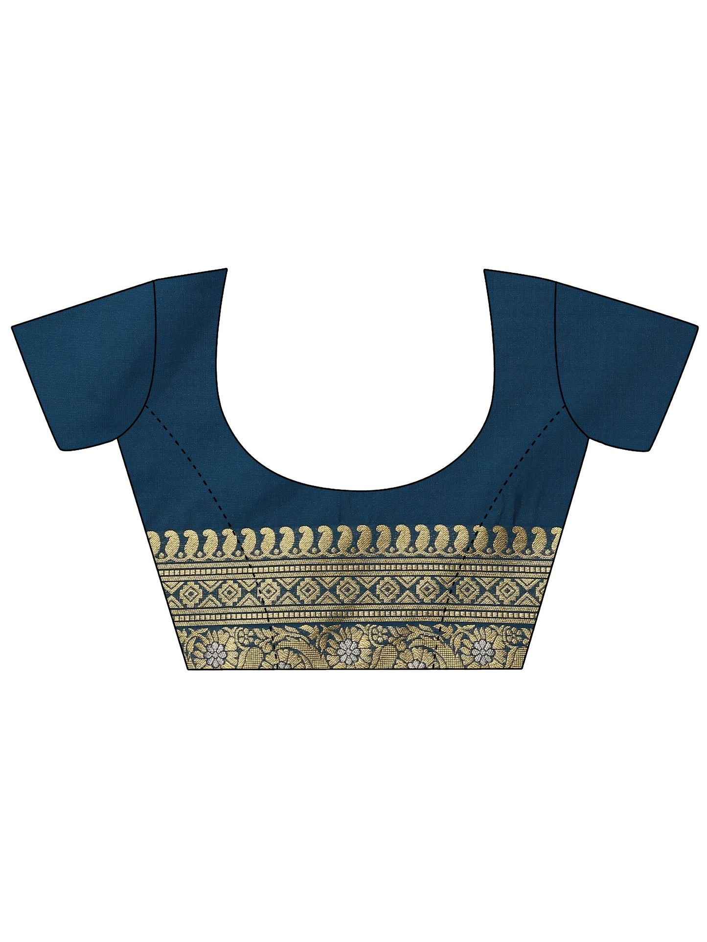 Blue Woven Design Banarasi Silk Blend Saree With Unstitched Blouse Piece