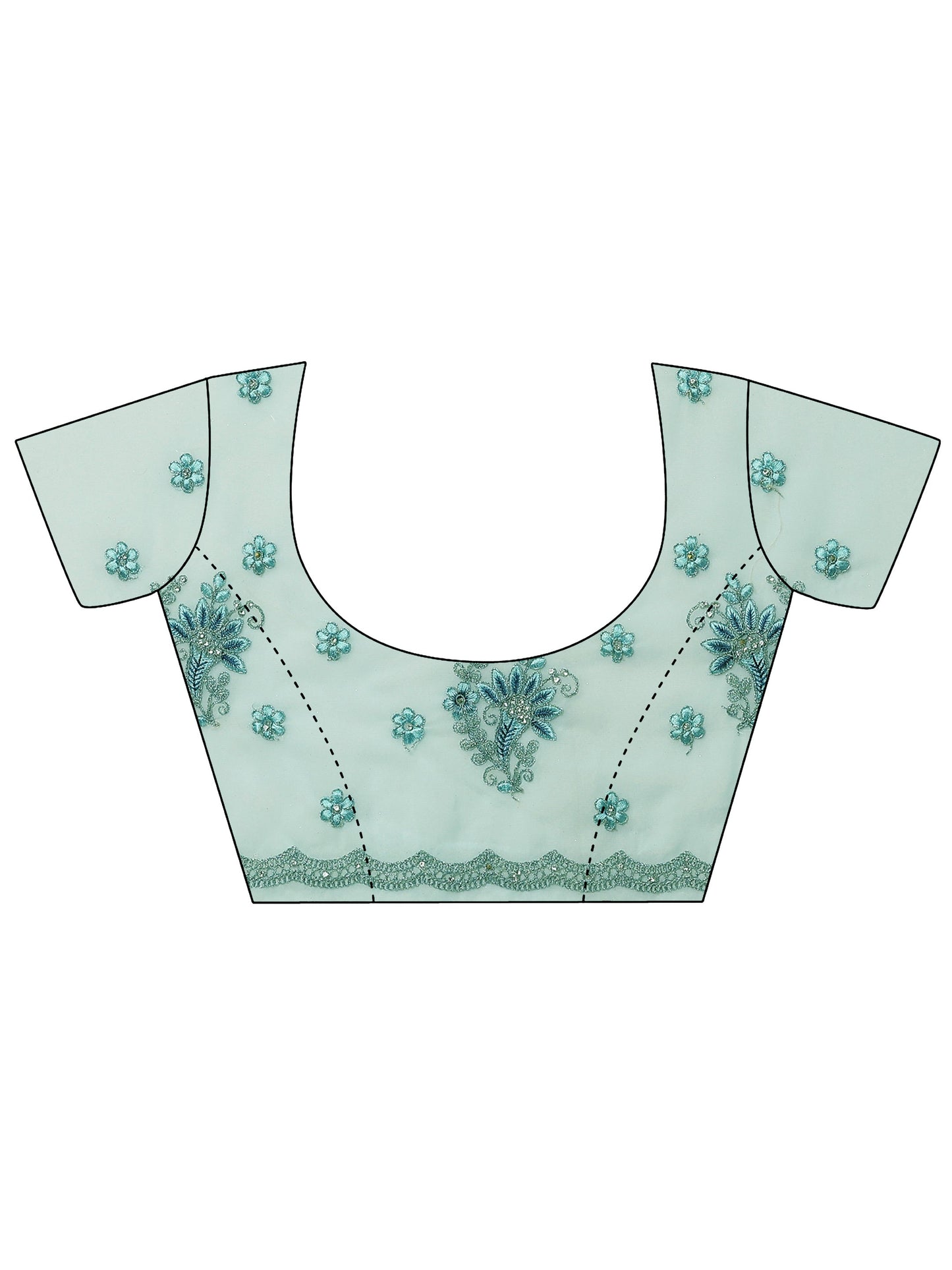 Blue Embroidered Georgette Saree With Unstitched Blouse Piece