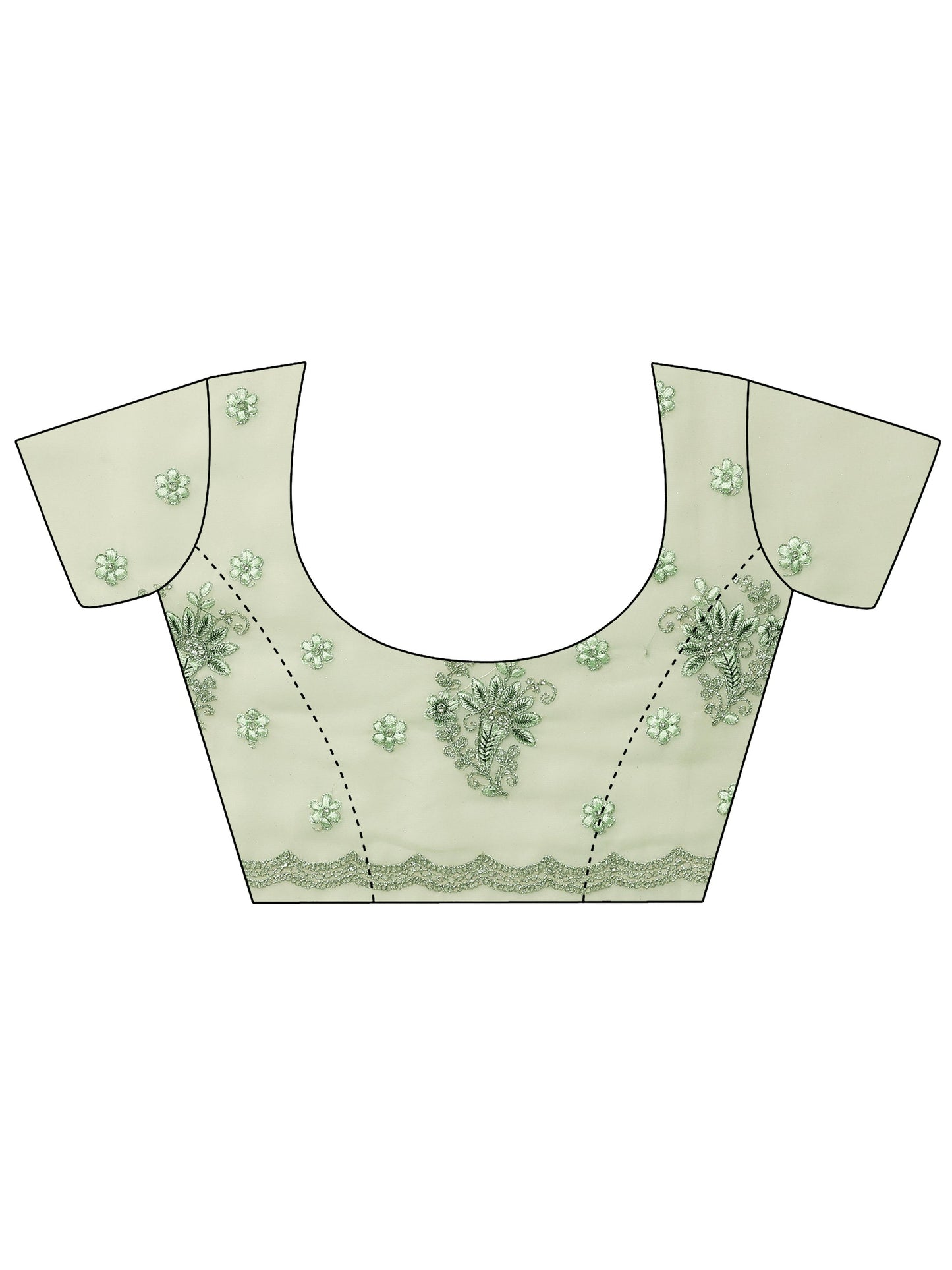 Green Embroidered Georgette Saree With Unstitched Blouse Piece