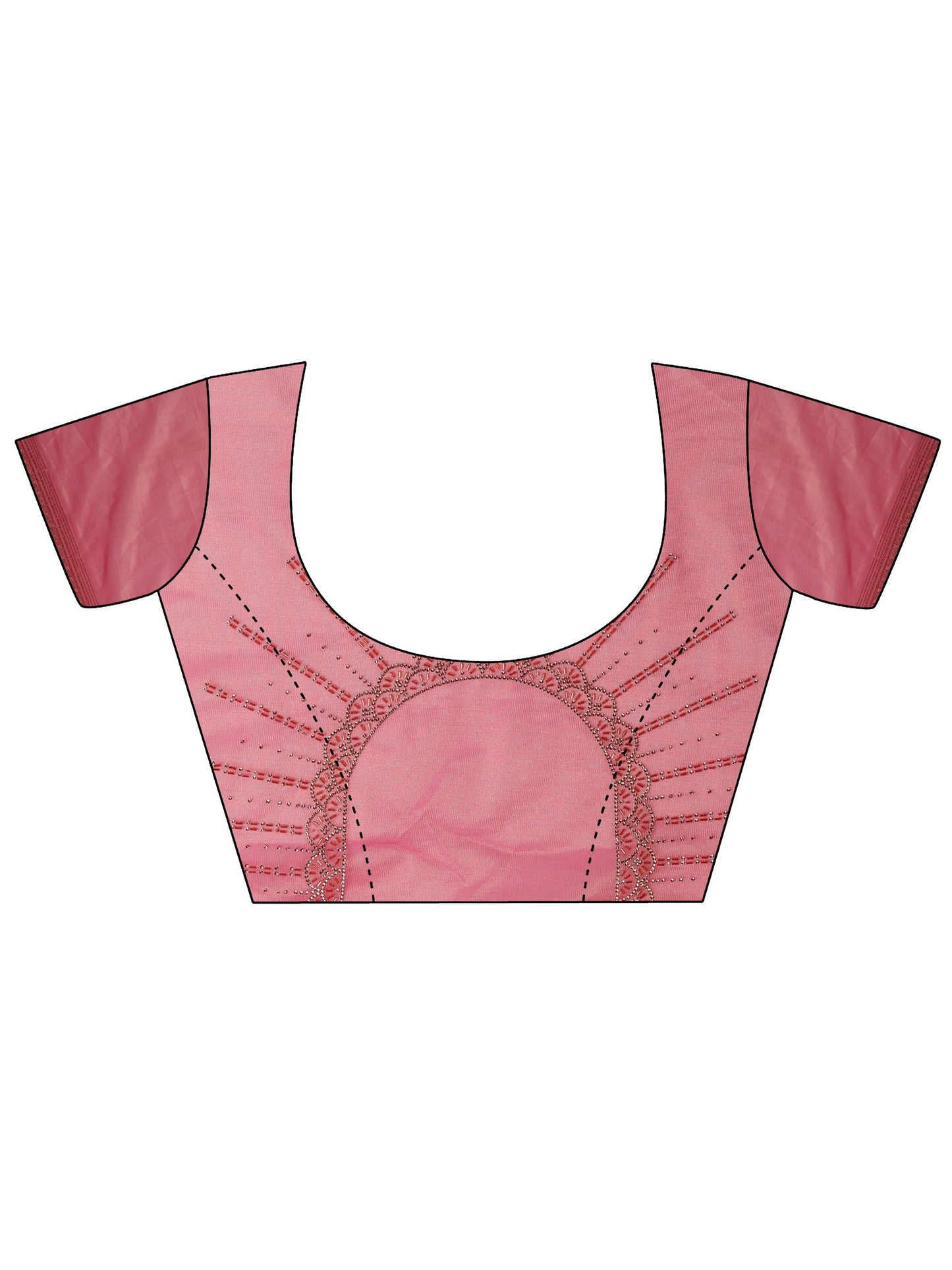 Pink Embellished Nylon Sarees With Unstitched Blouse Piece