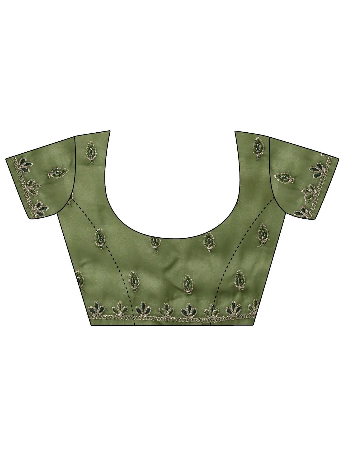 Green Embroidered Silk Blend Sarees With Unstitched Blouse Piece