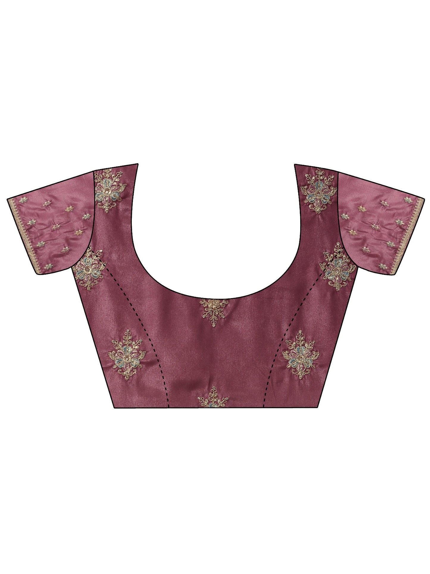 Mauve Embroidered Silk Blend Saree With Unstitched Blouse Piece