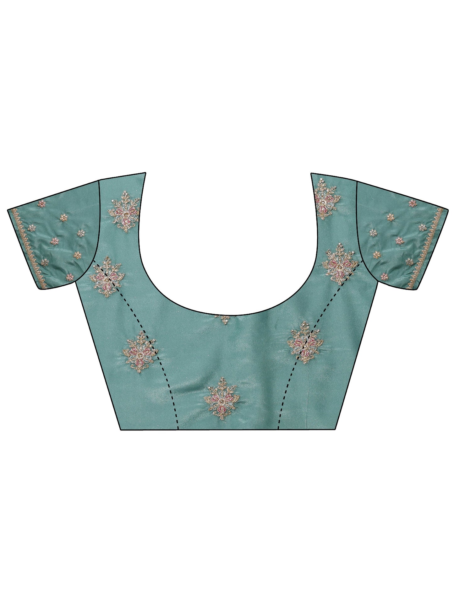 Blue Embroidered Silk Blend Saree With Unstitched Blouse Piece