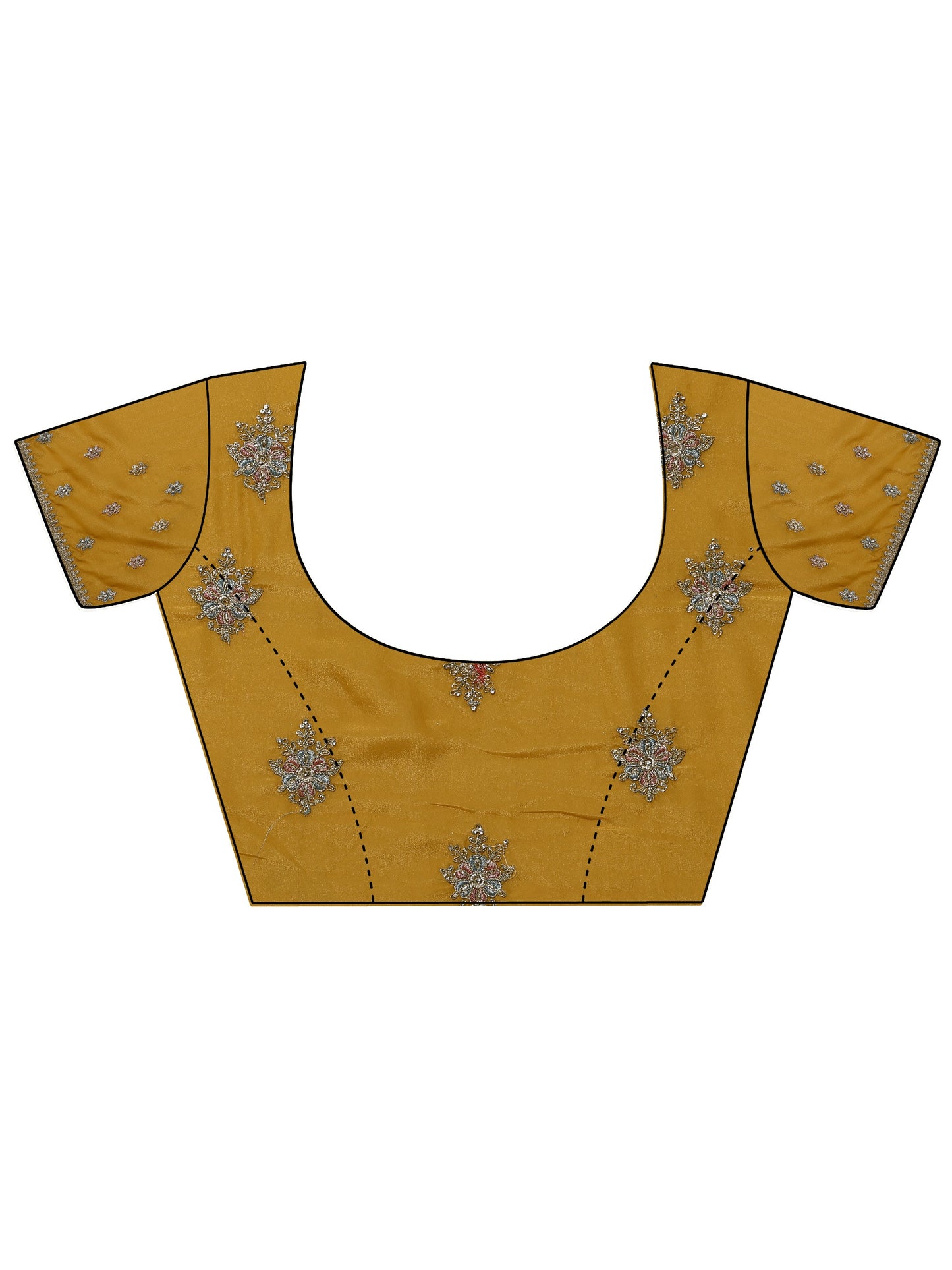 Mustard Embroidered Silk Blend Saree With Unstitched Blouse Piece