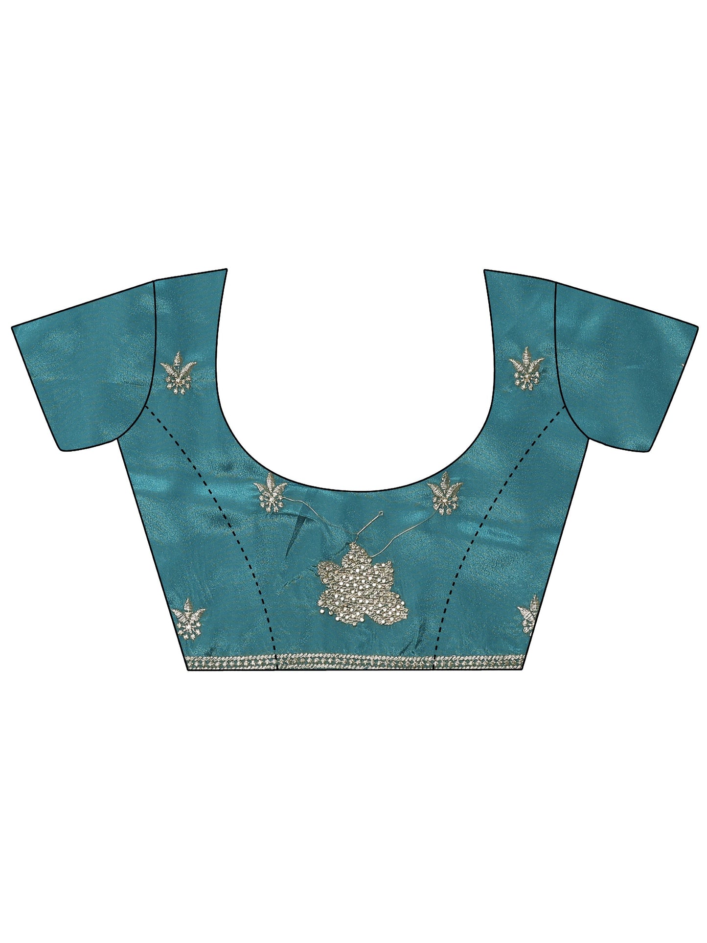 Blue Embroidered Silk Blend Saree With Unstitched Blouse Piece