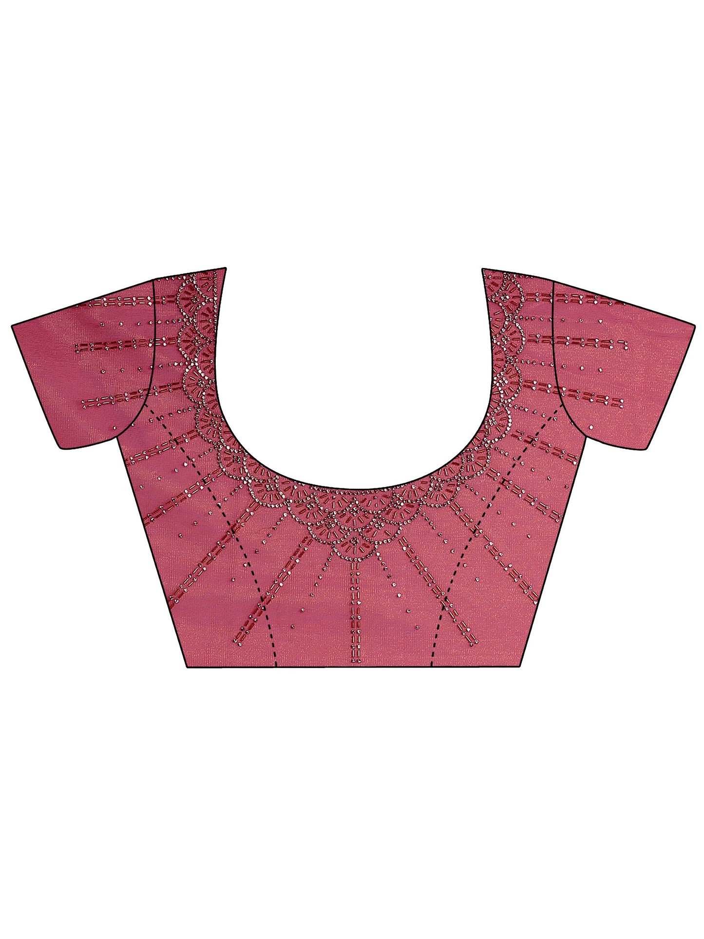 Pink Embellished Nylon Saree With Unstitched Blouse Piece