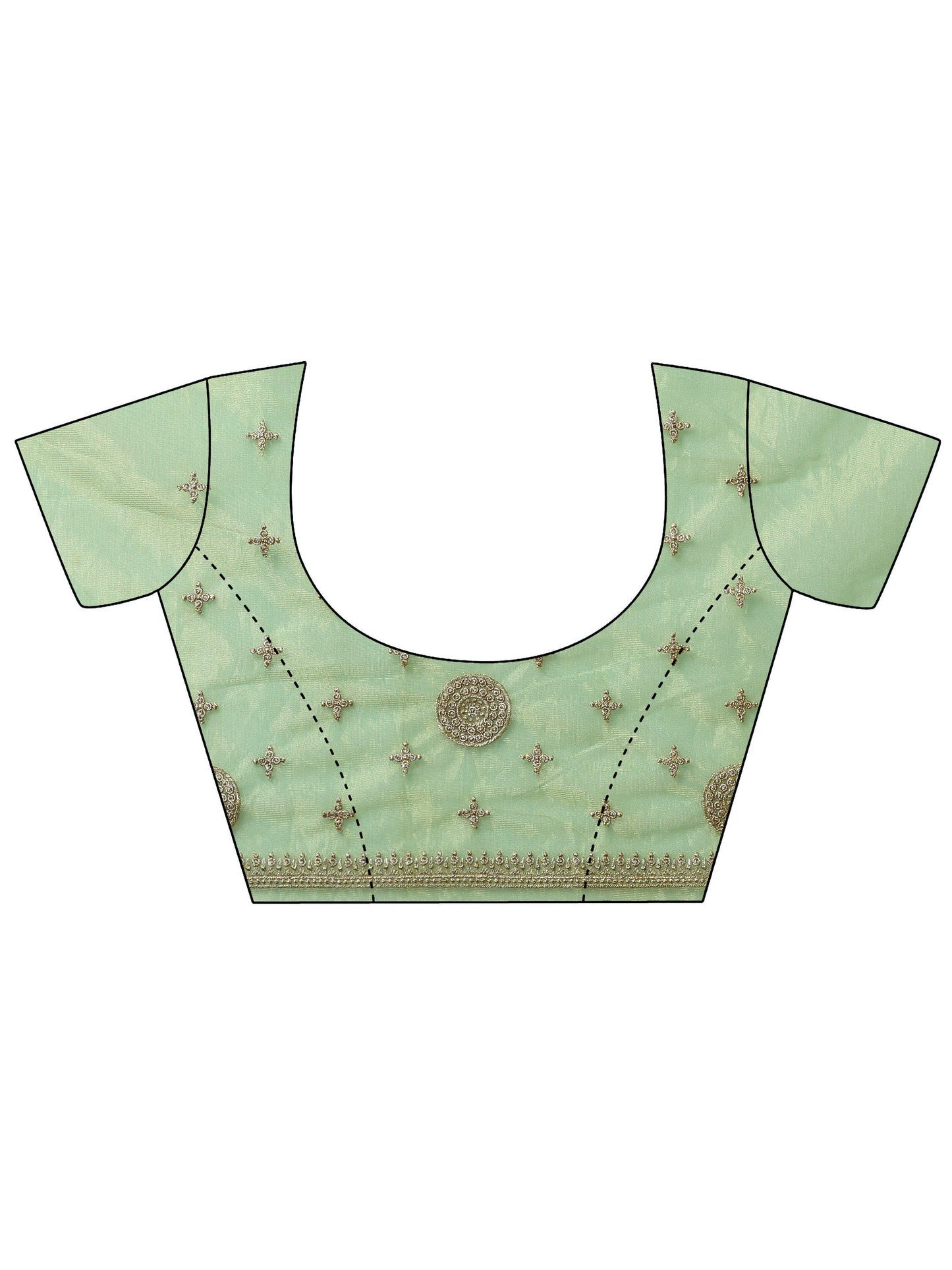 Green Embroidered Nylon Saree With Unstitched Blouse Piece