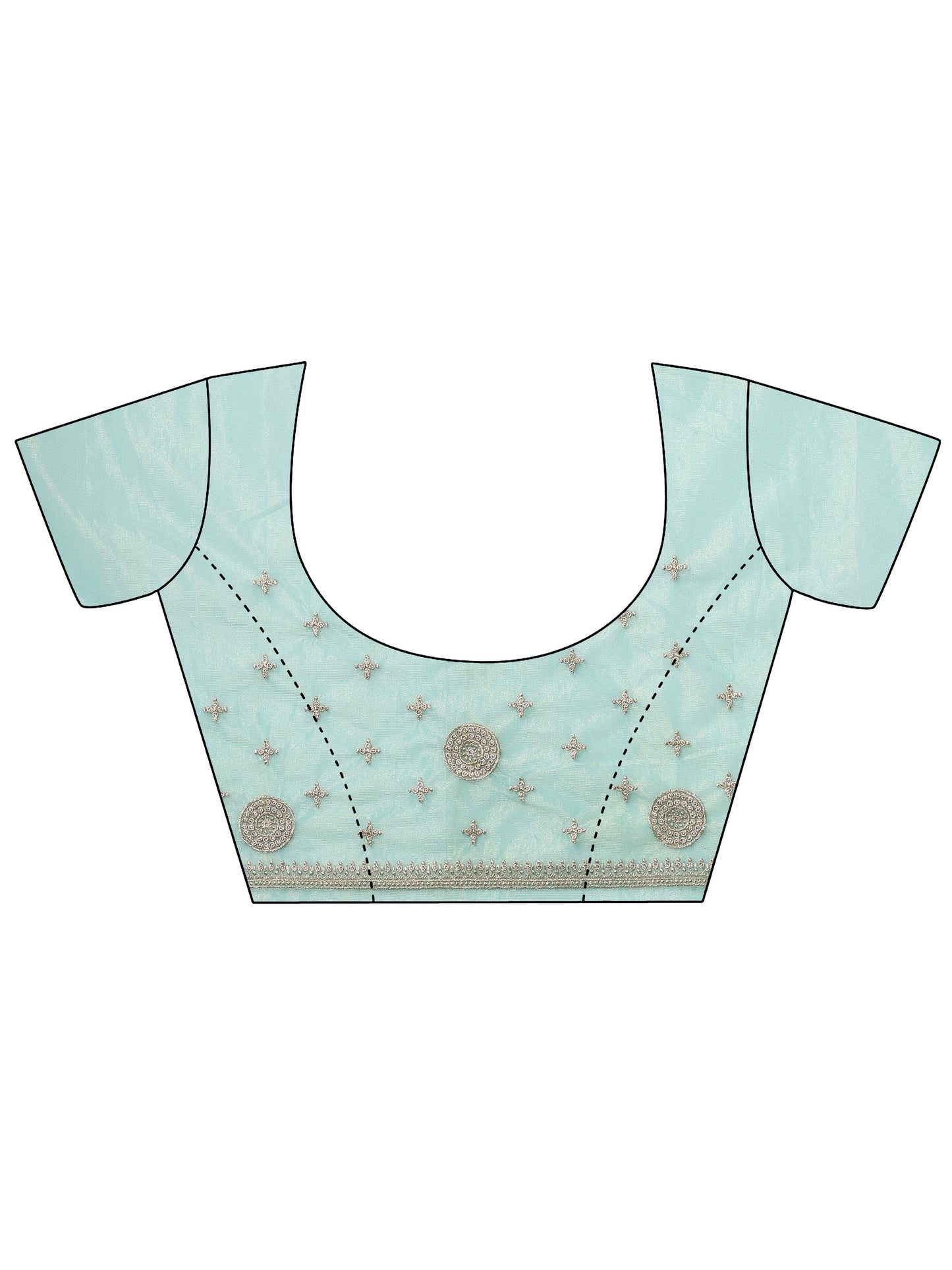 Turquoise Blue Embroidered Banarasi Nylon Saree With Unstitched Blouse Piece