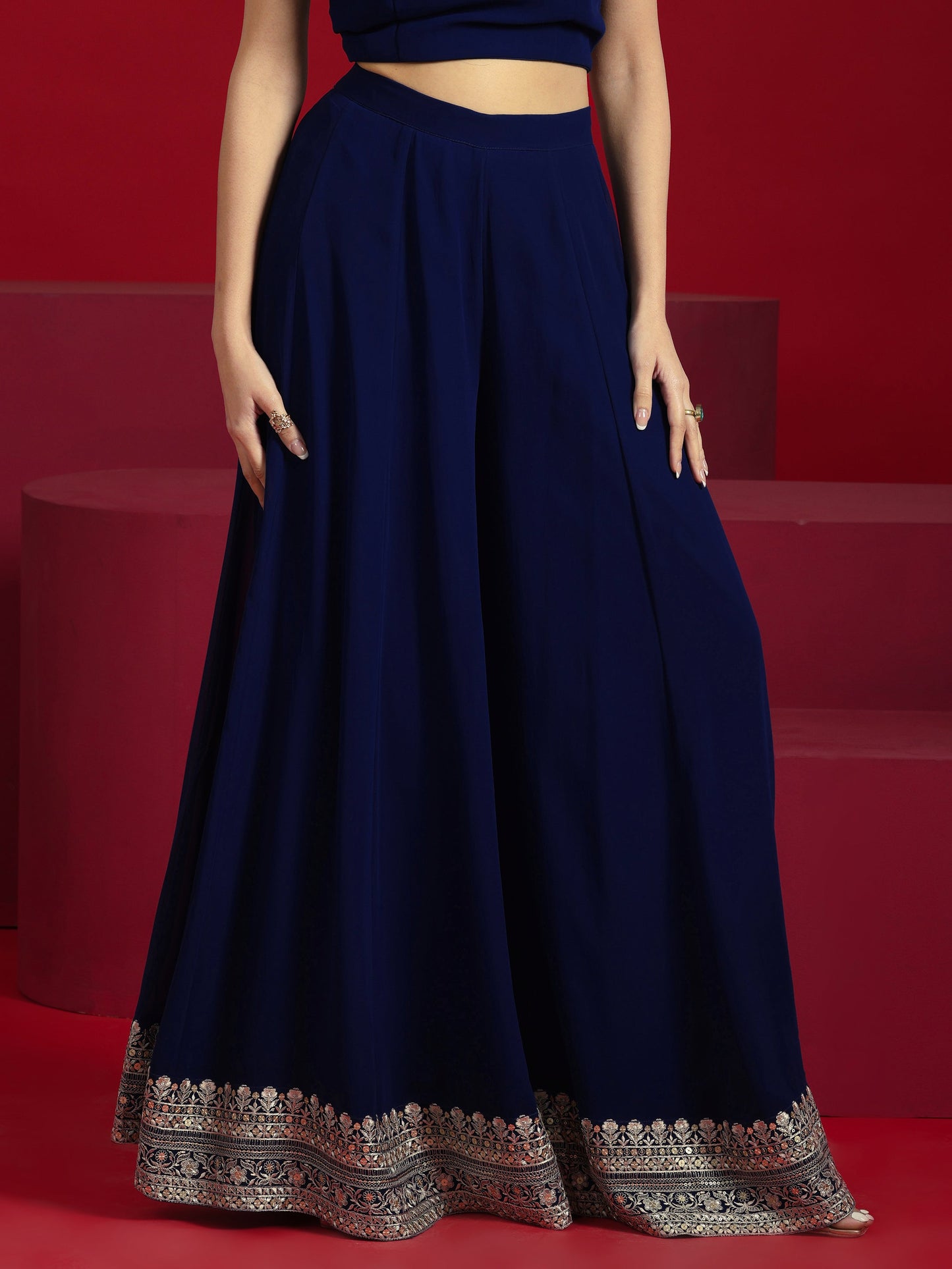 Libas Art Blue Embellished Georgette Co-Ord Sets