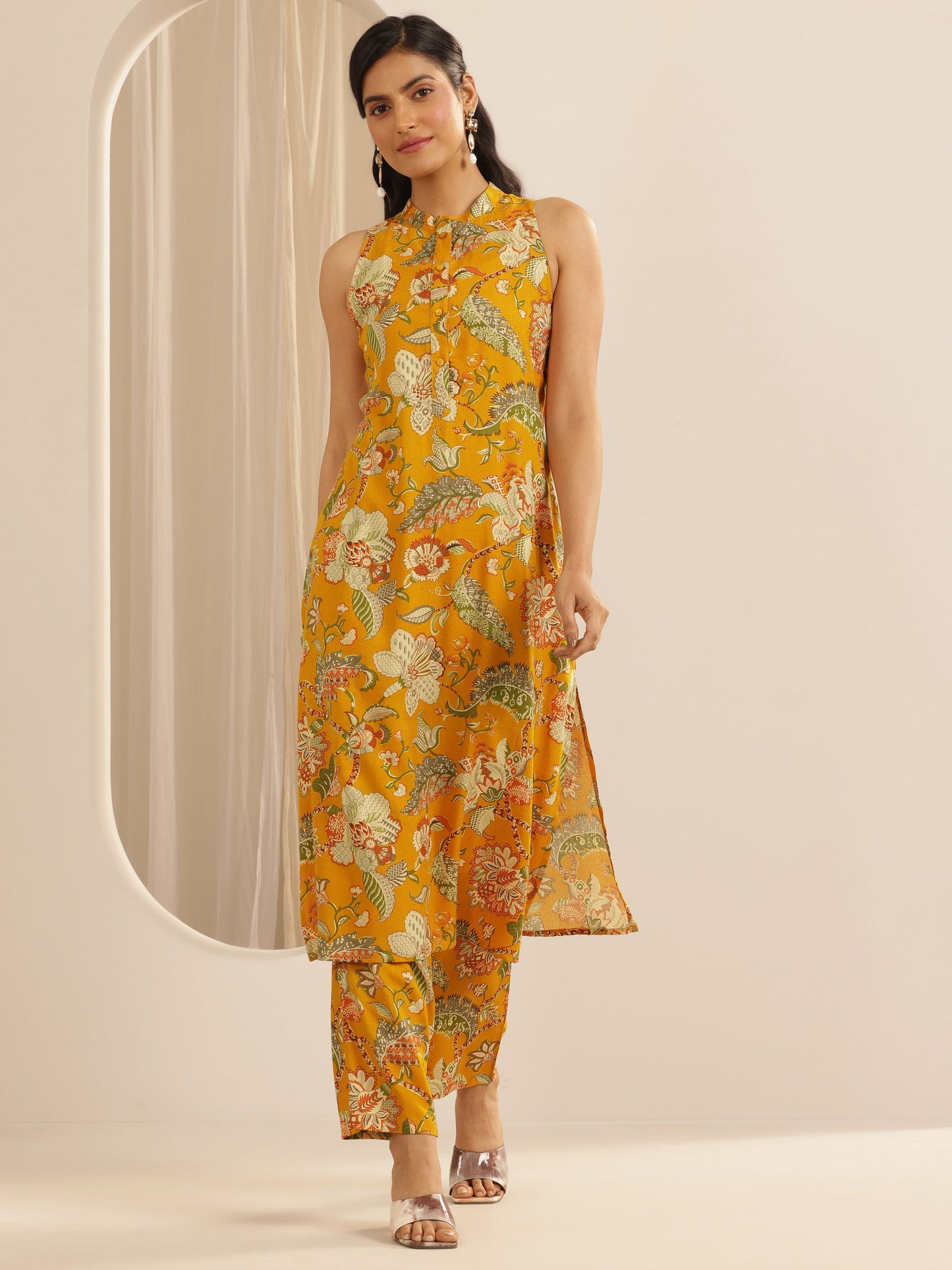 Mustard Printed Rayon Co-Ord Sets