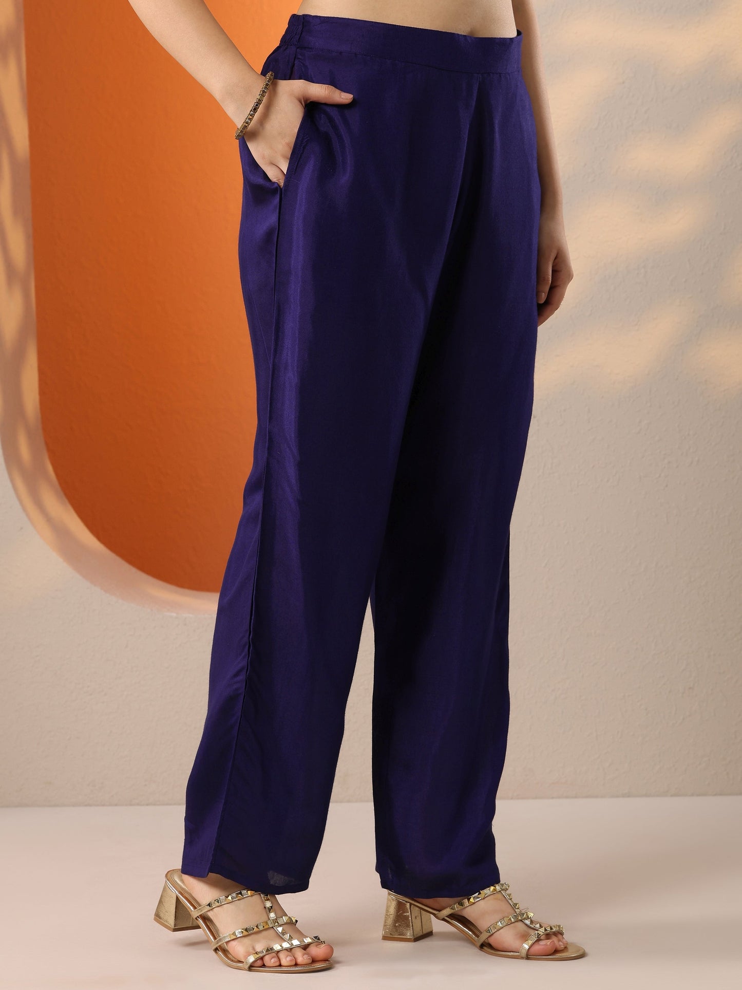 Purple Woven Design Silk Blend Straight Suit Set With Dupatta