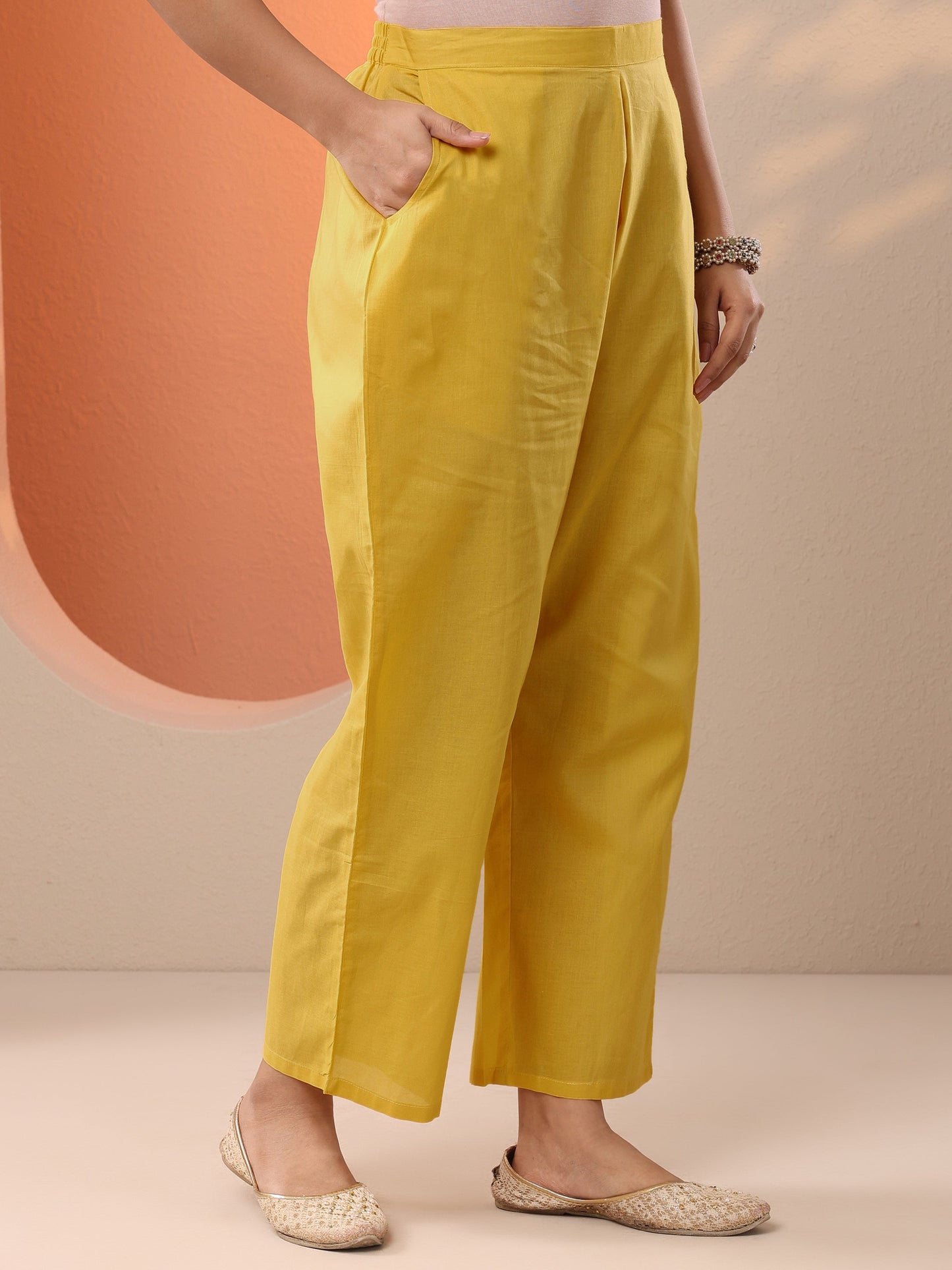 Yellow Embroidered Silk Blend Straight Suit Set With Dupatta