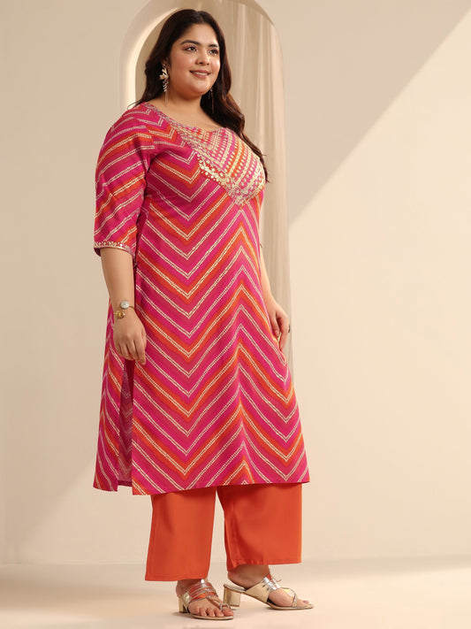 Coral Printed Viscose Straight Suit Set With Dupatta