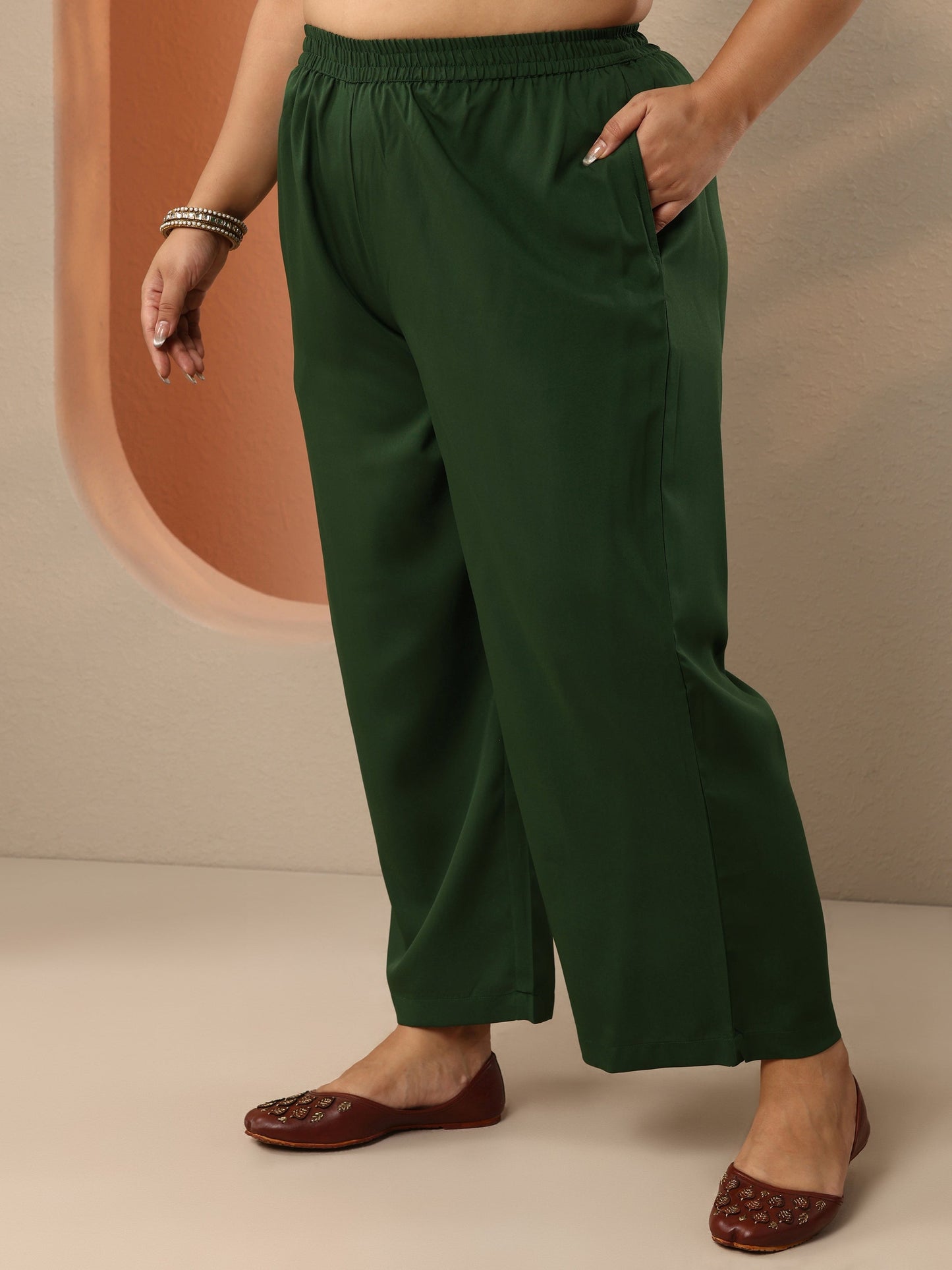 Plus Size Green Woven Design Silk Blend Straight Suit Set With Dupatta