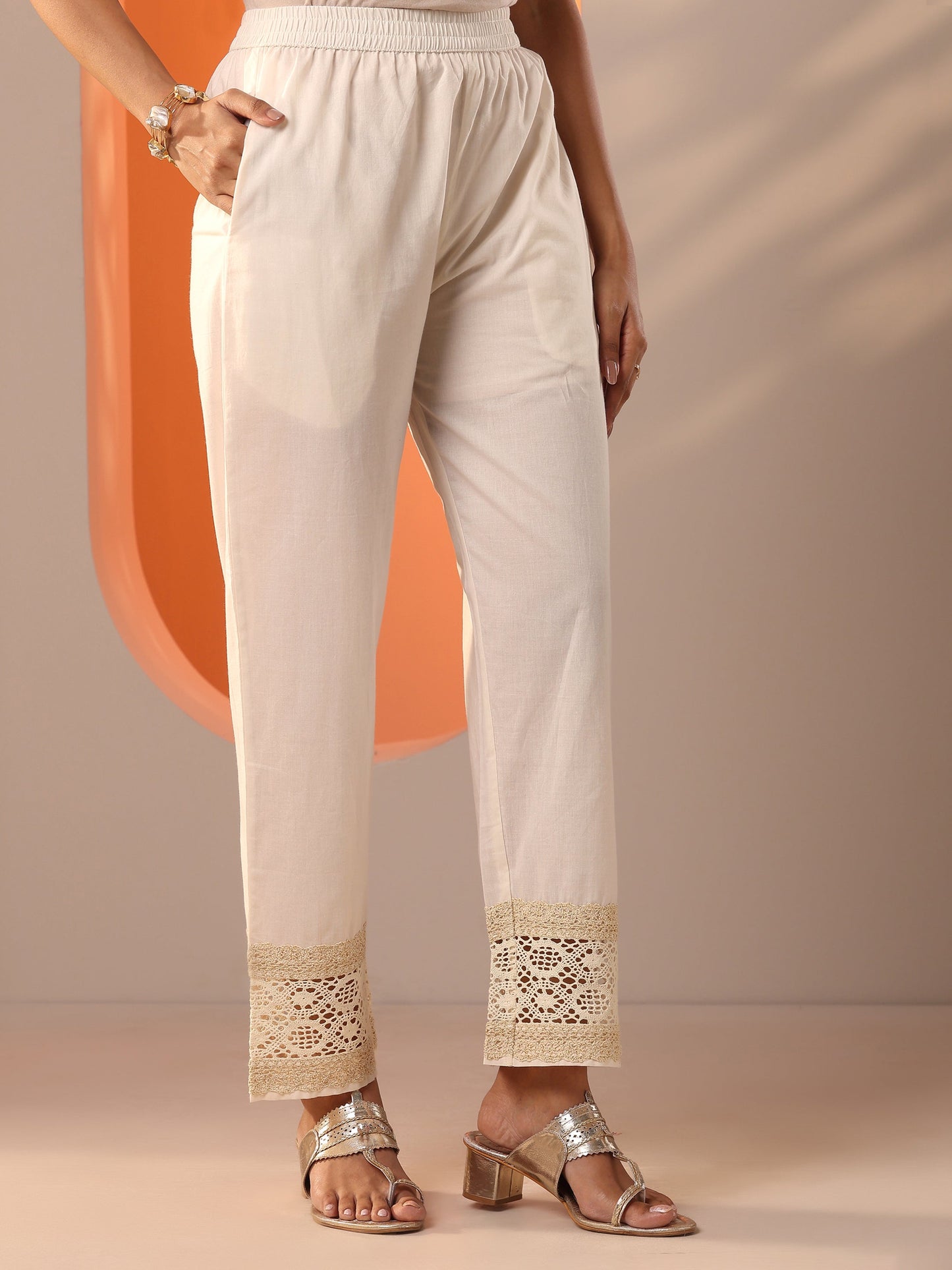 Libas Art Off White Embroidered Silk Blend Straight Suit Set With Dupatta