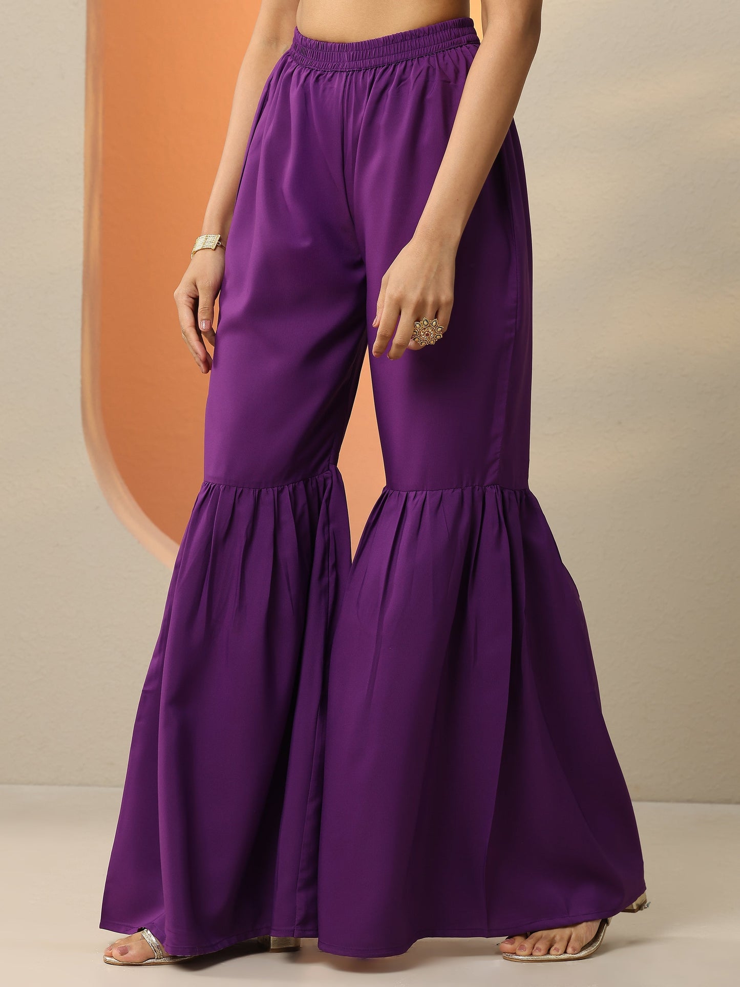 Purple Printed Chinon Straight Suit Set With Dupatta