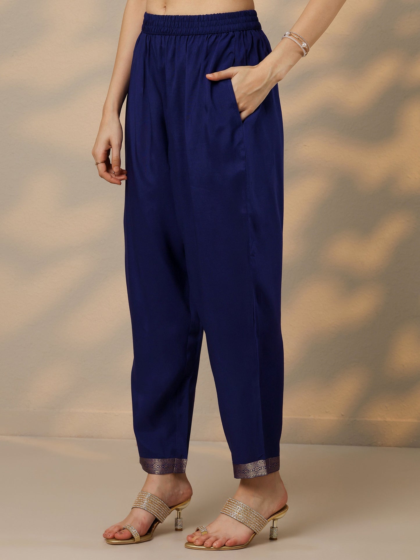 Purple Woven Design Silk Blend Straight Suit Set With Dupatta