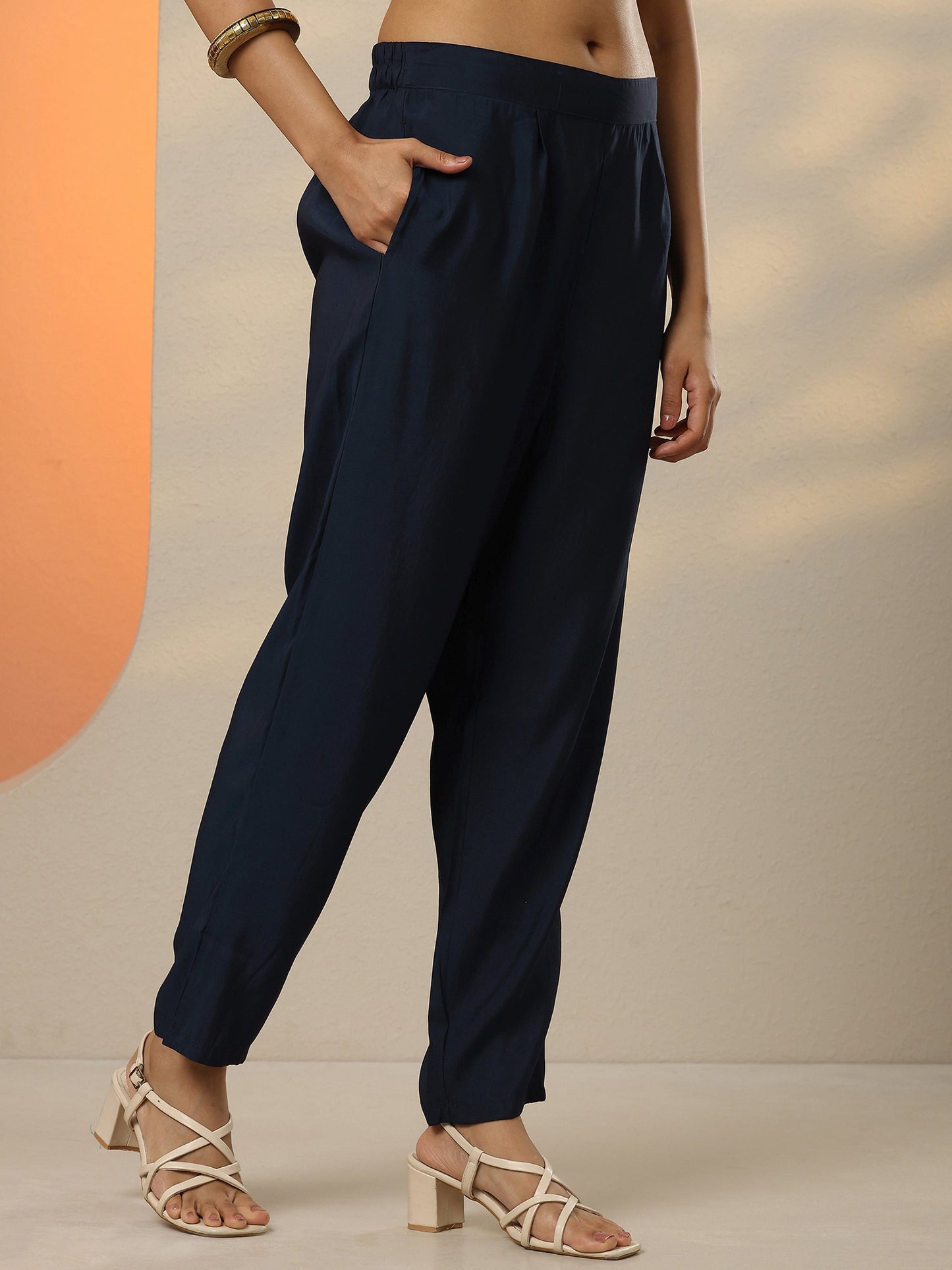 Blue Printed Silk Blend Straight Suit Set With Dupatta