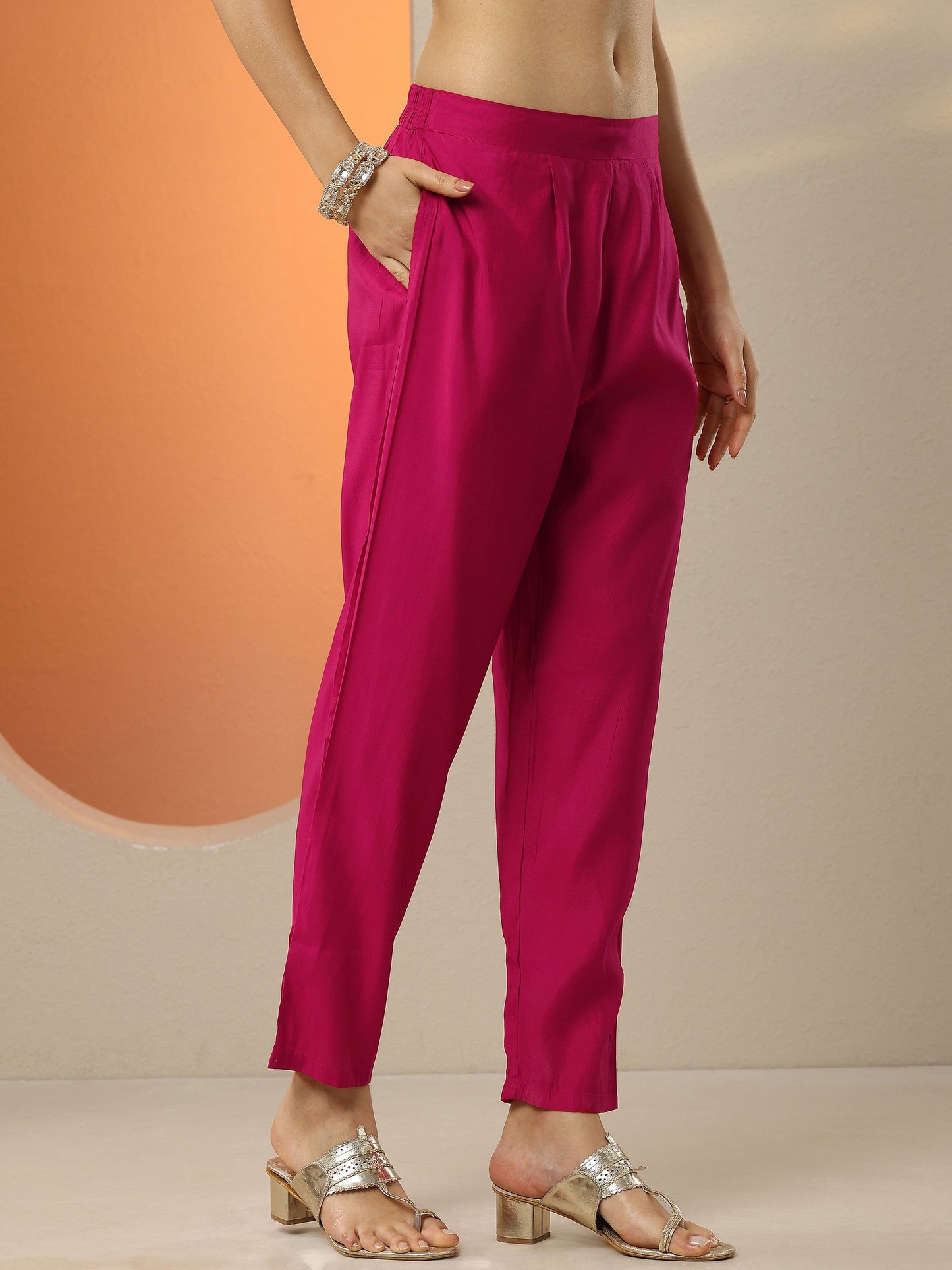 Pink Printed Silk Blend Straight Suit Set With Dupatta