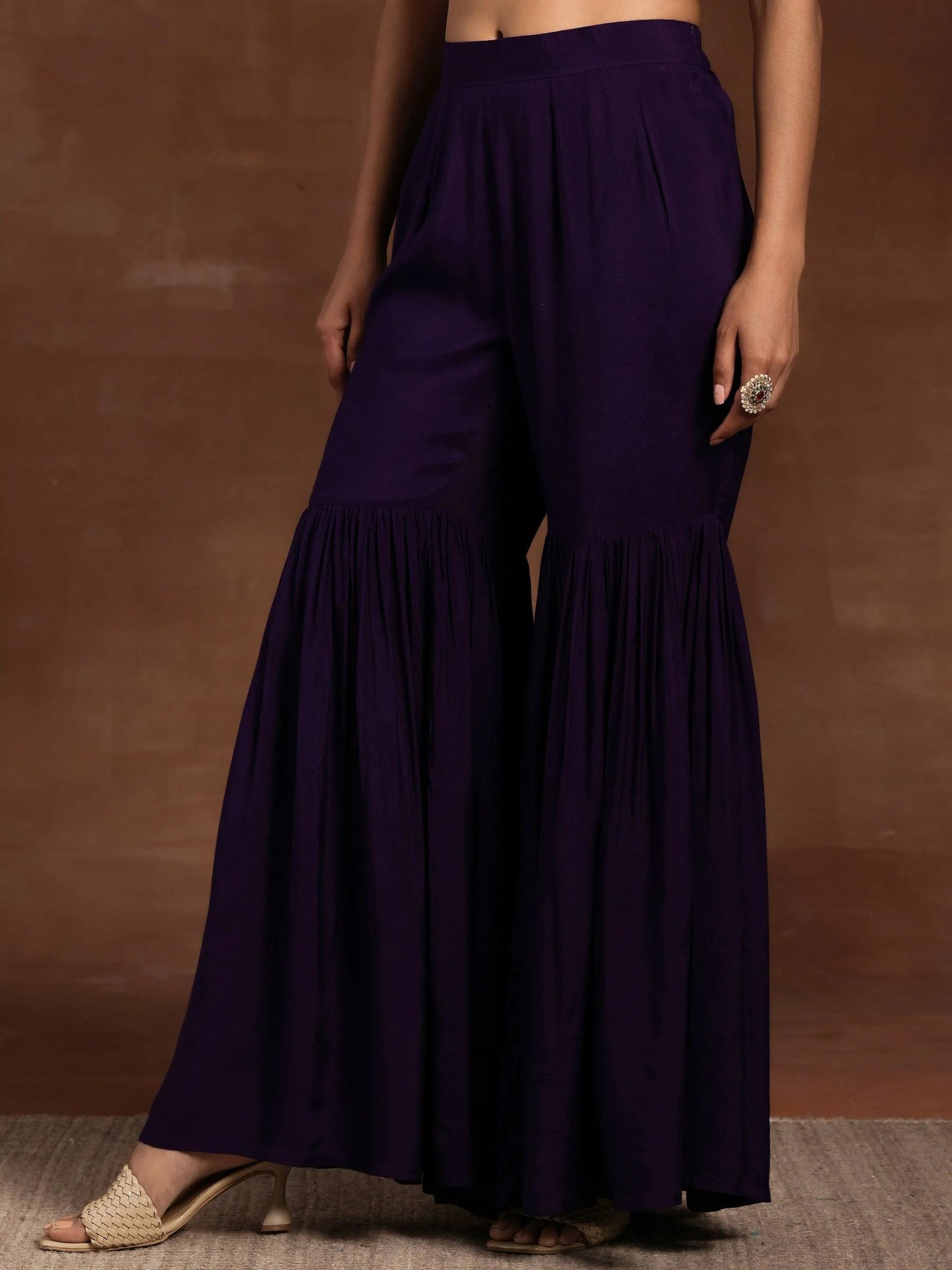 Purple Printed Silk Blend Co-Ords