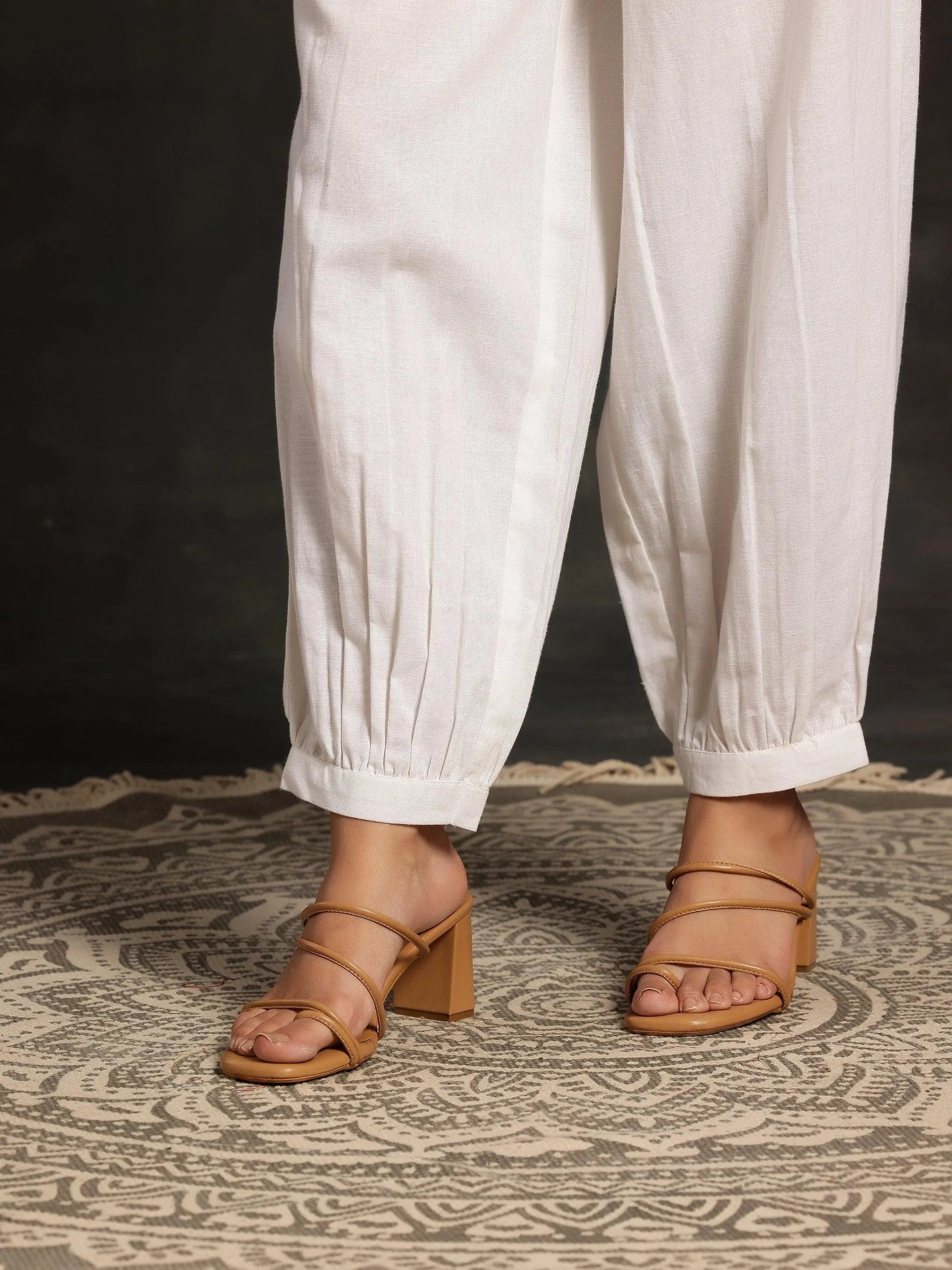 White Solid Cotton Salwar