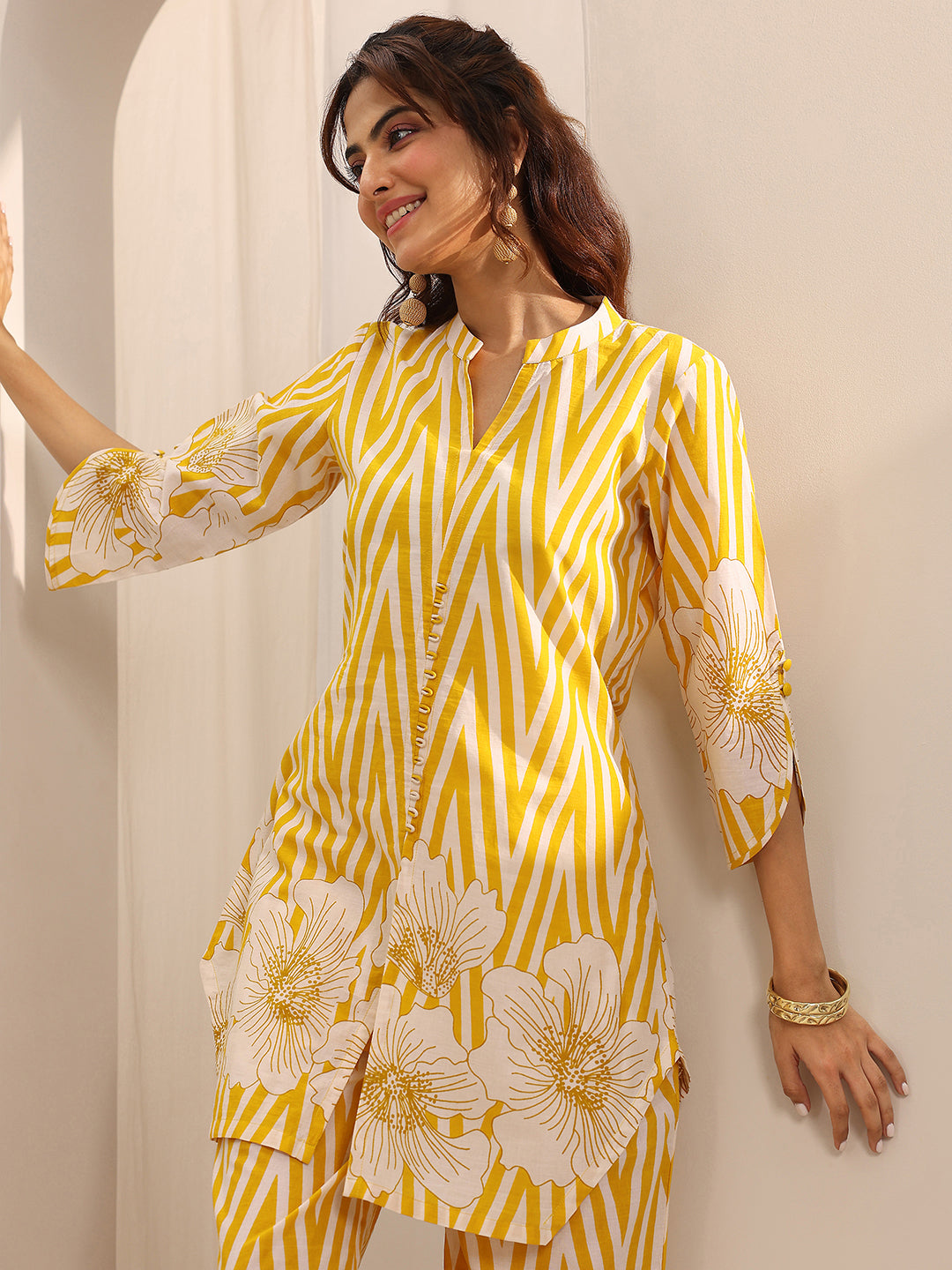 Yellow Printed Cotton Co-Ord Sets