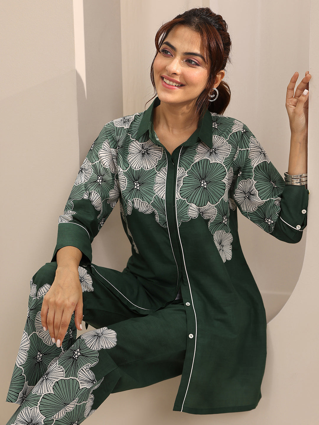 Green Printed Cotton Co-Ord Sets