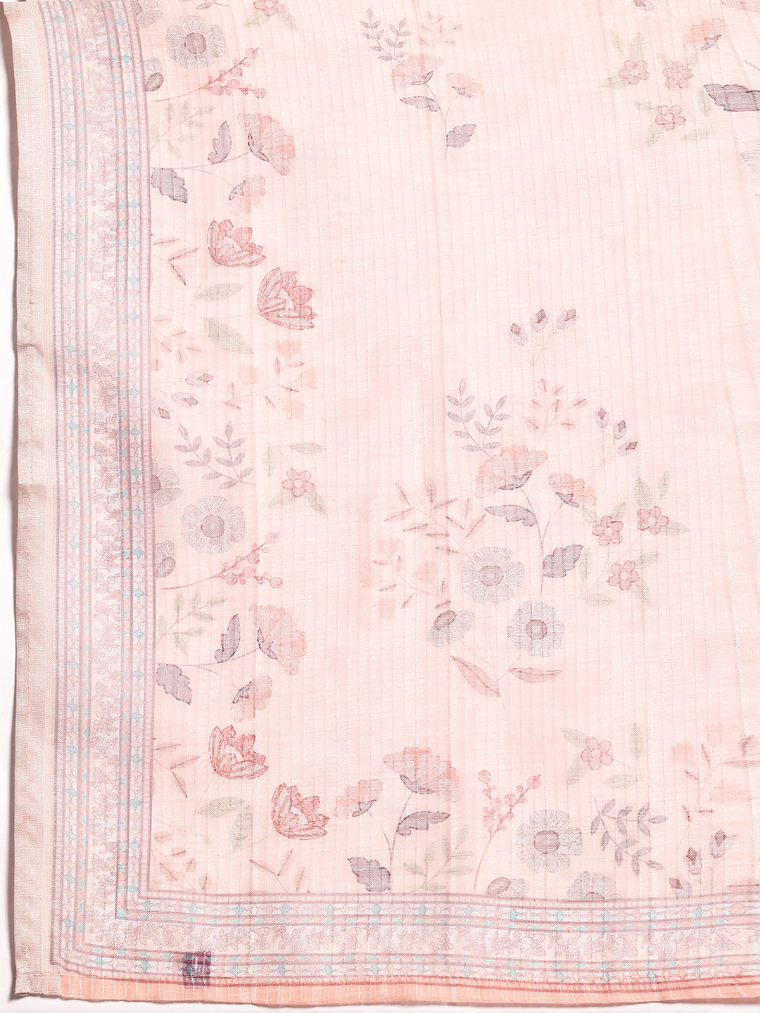 Peach Printed Chanderi Silk Straight Suit Set With Dupatta