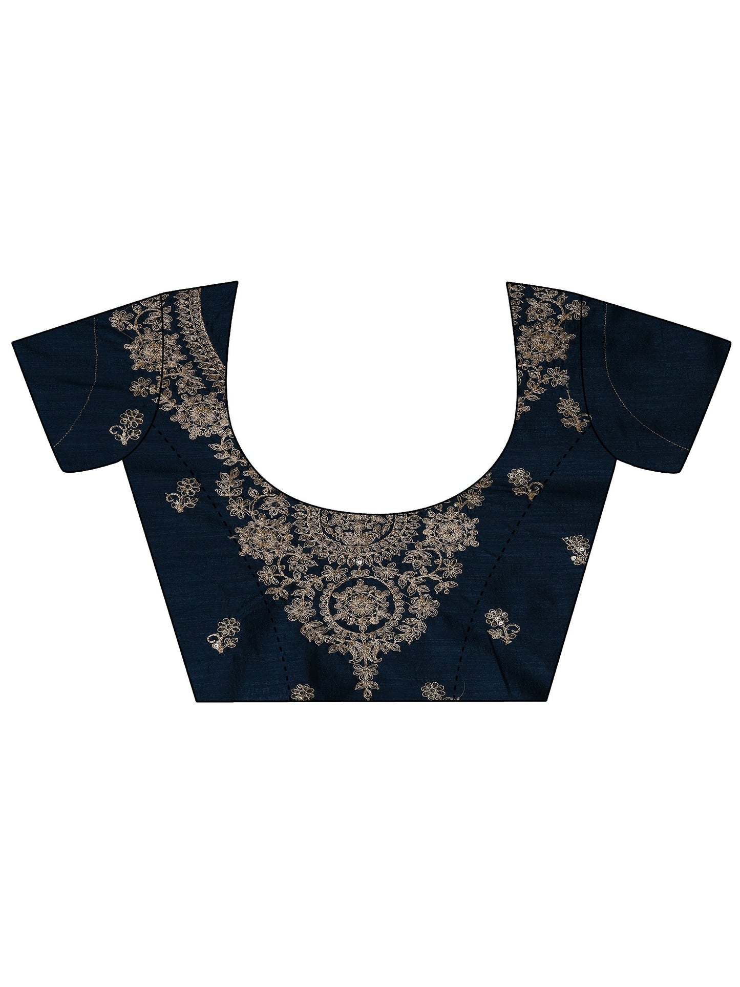 Blue Printed Silk Blend Saree With Unstitched Blouse Piece