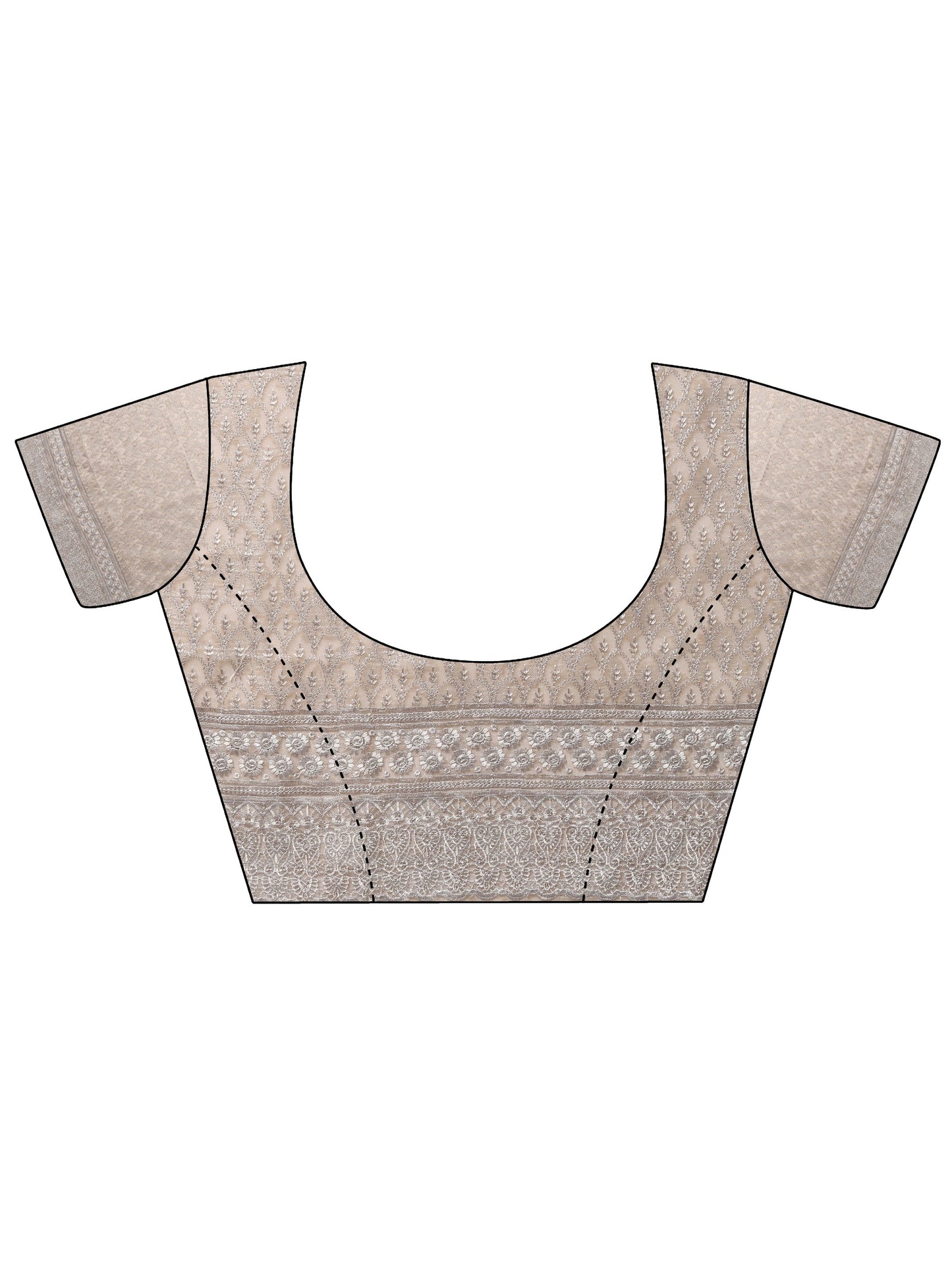 Beige Embellished Organza Sarees With Unstitched Blouse Piece