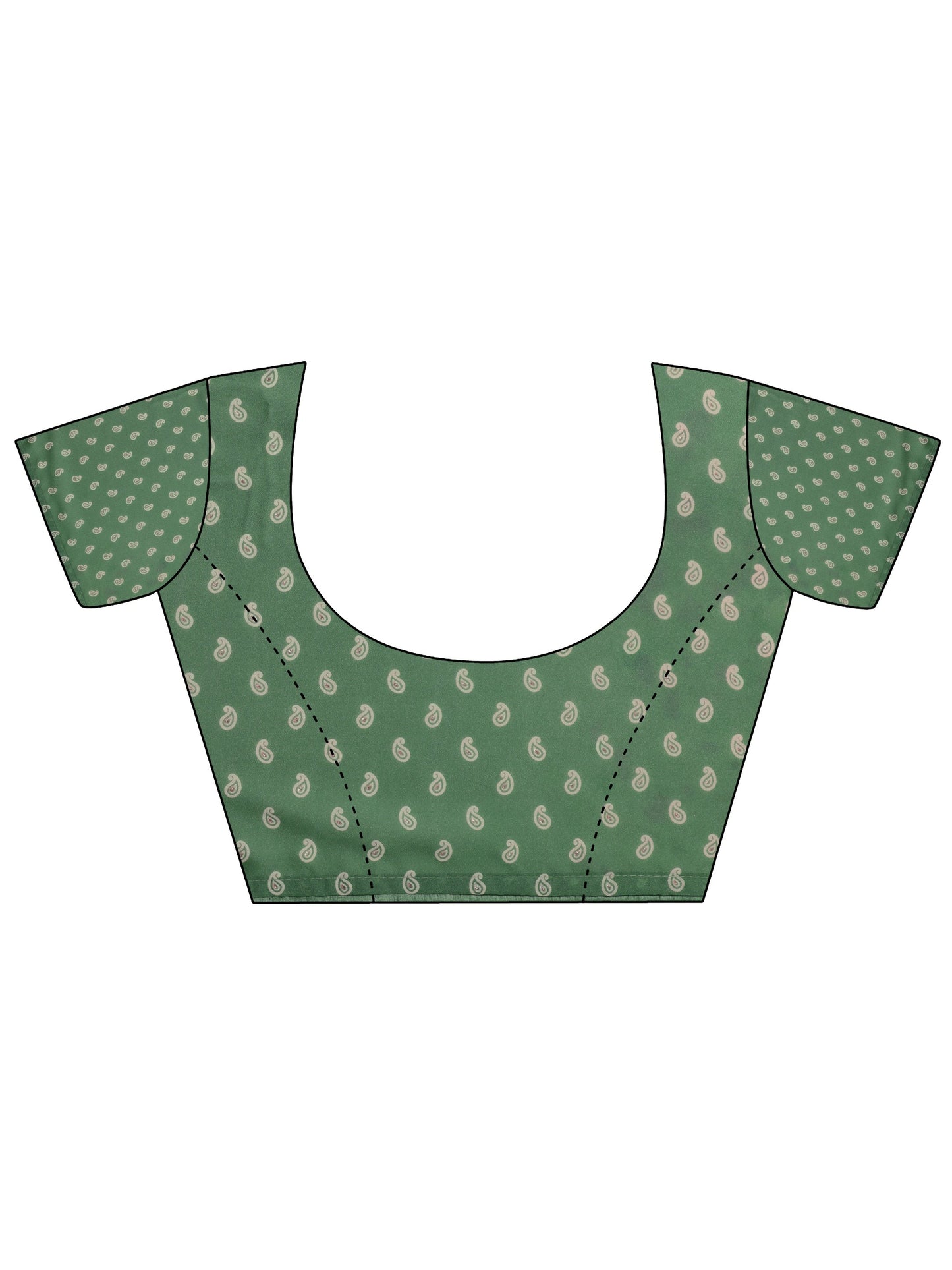 Green Printed Georgette Saree With Unstitched Blouse Piece