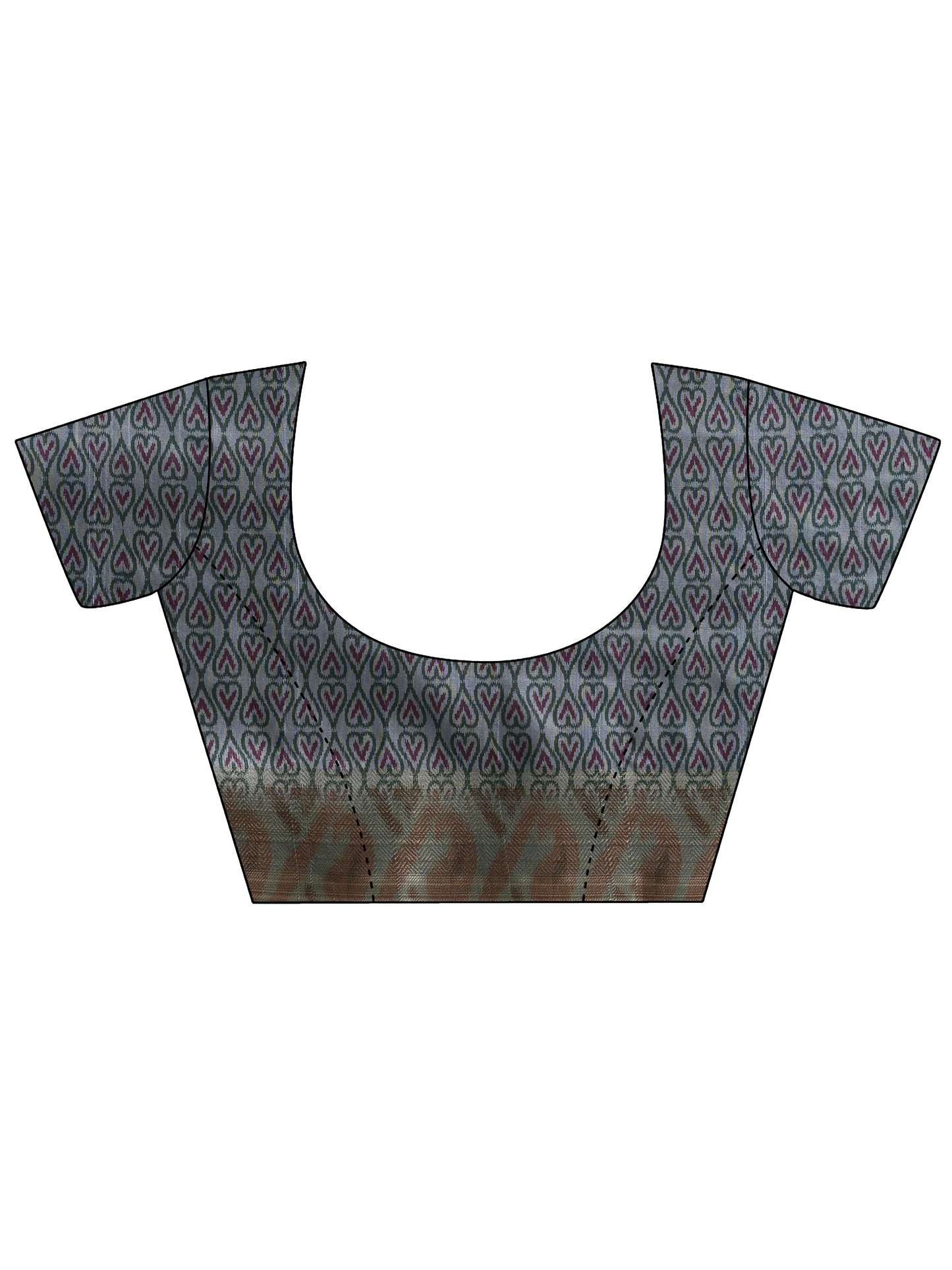 Grey Ikat Woven Design Silk Blend Saree With Unstitched Blouse Piece