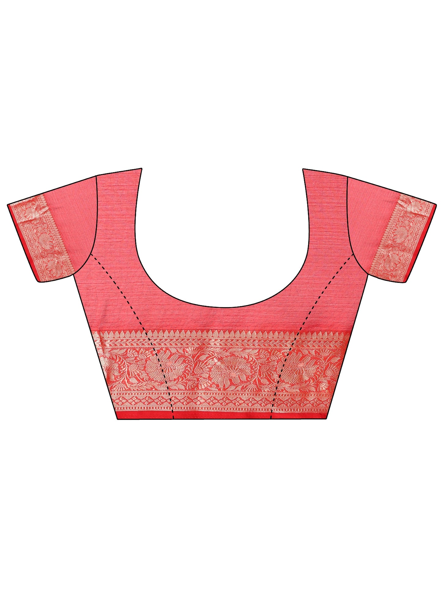 Red Printed Banarasi Georgette Saree With Unstitched Blouse Piece