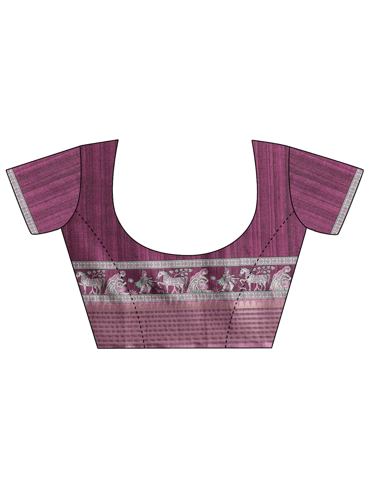 Lavender Printed Silk blend Saree With Unstitched Blouse Piece