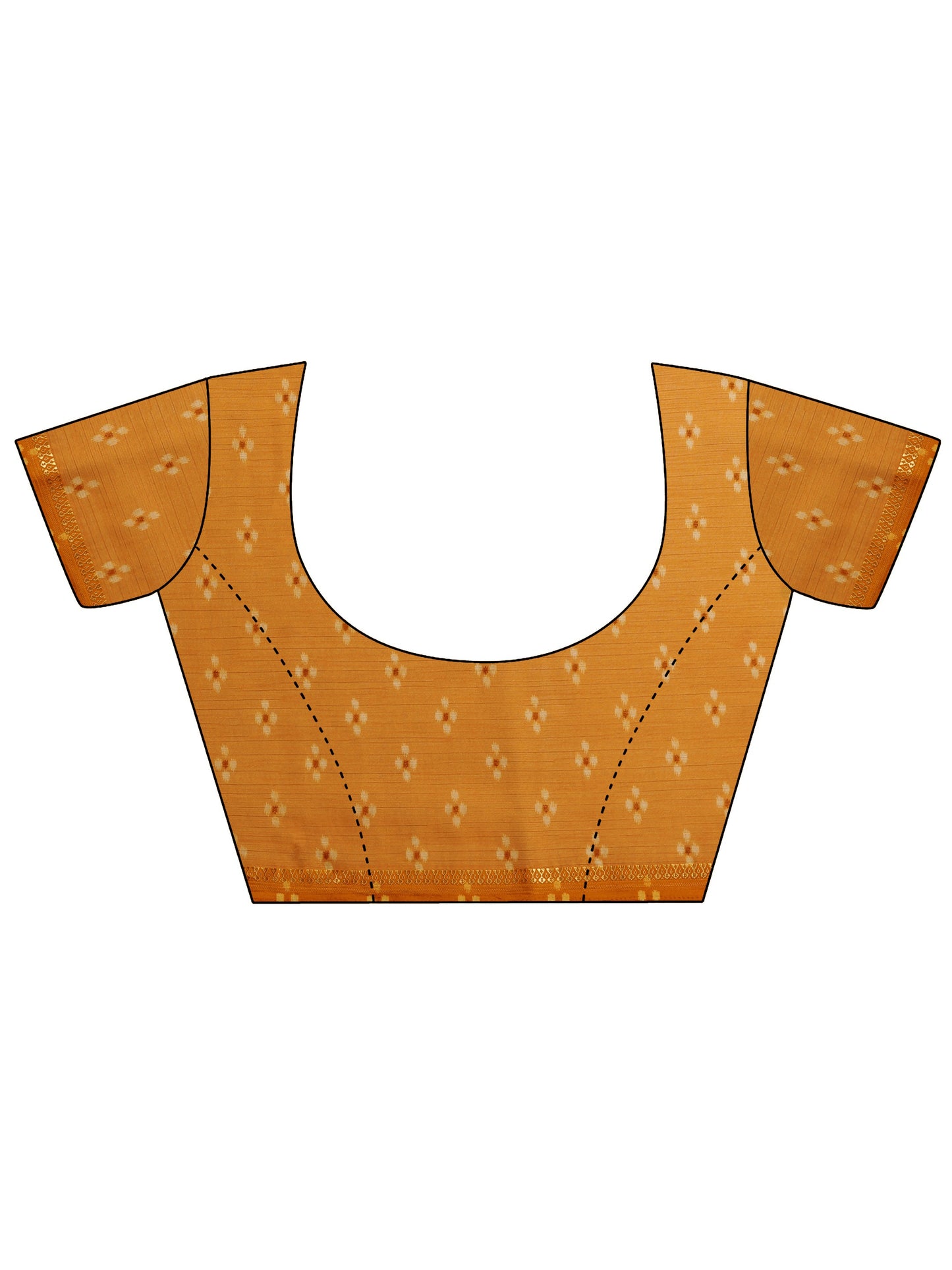 Mustard Ikat Printed Chiffon Saree With Unstitched Blouse Piece