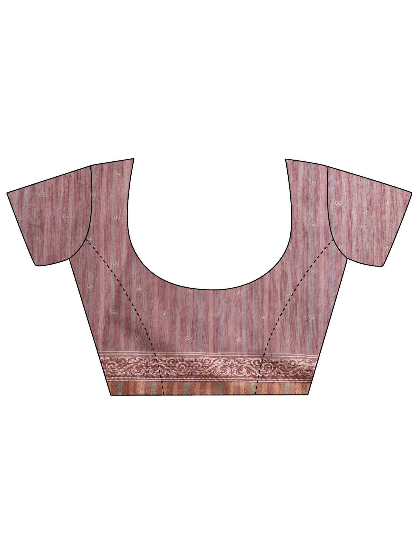 Tan Printed Cotton Blend Saree With Unstitched Blouse Piece