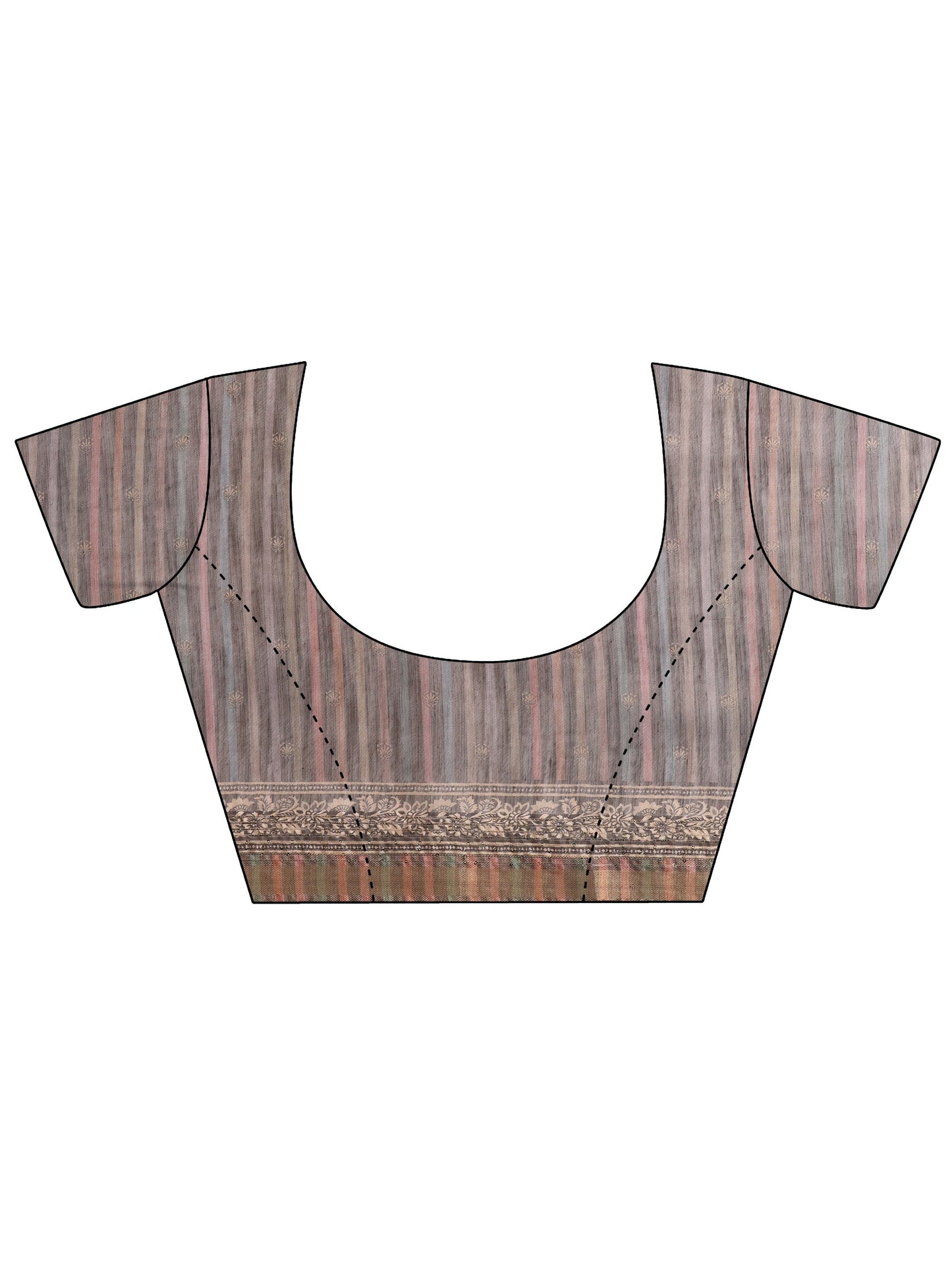 Tan Printed Cotton Blend Saree With Unstitched Blouse Piece