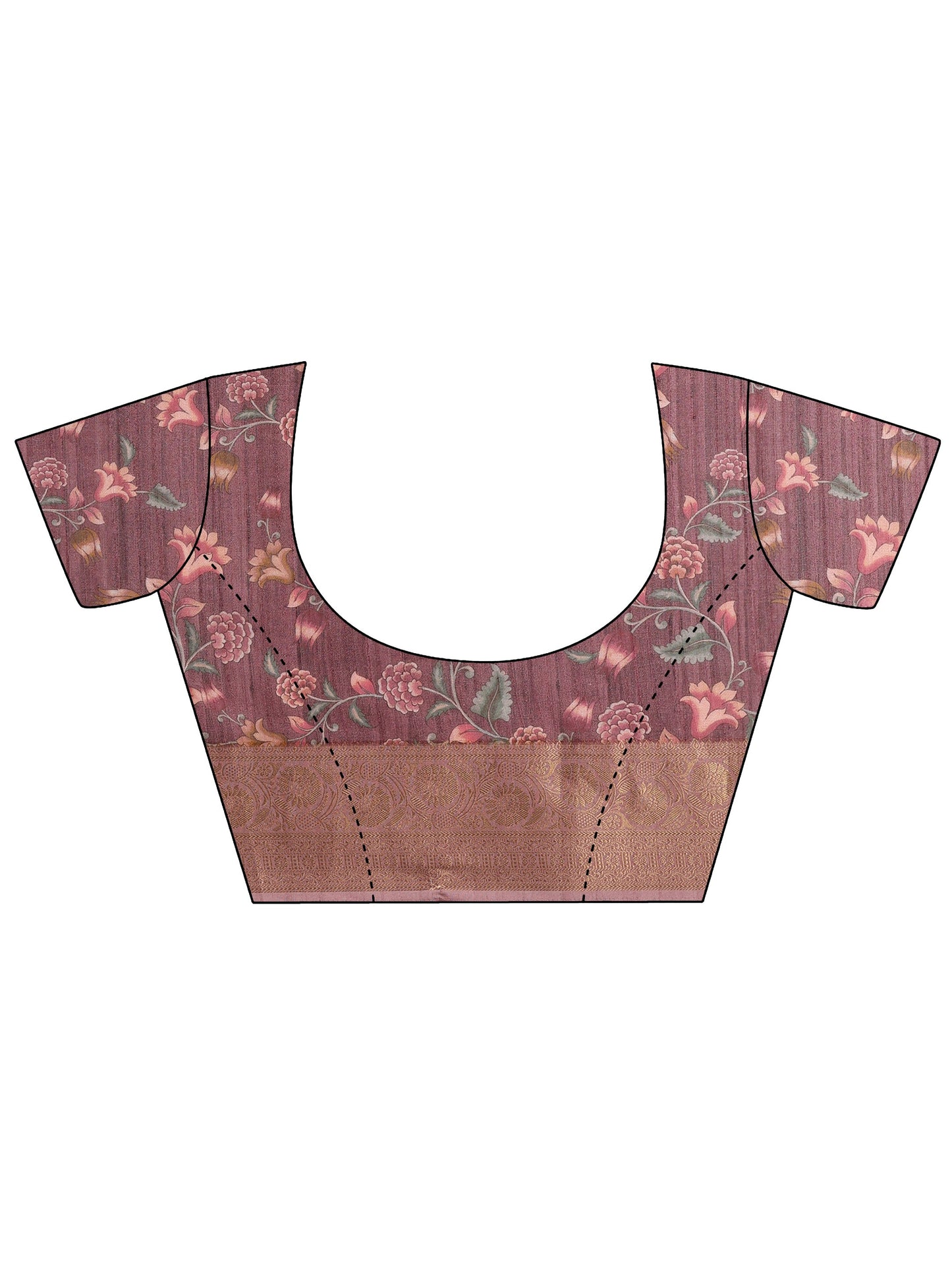 Mauve Printed Georgette Saree With Unstitched Blouse Piece