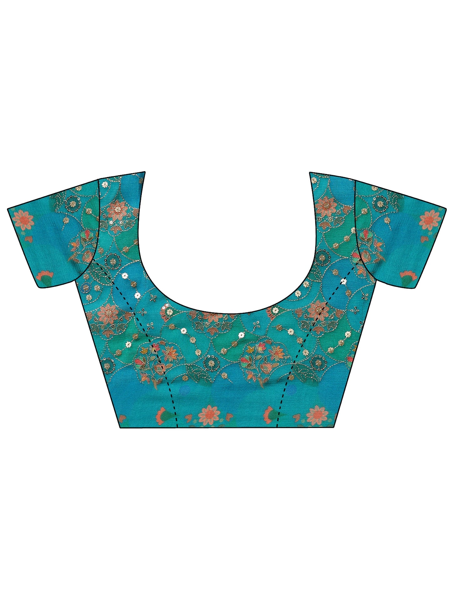 Teal Solid Georgette Saree With Unstitched Blouse Piece